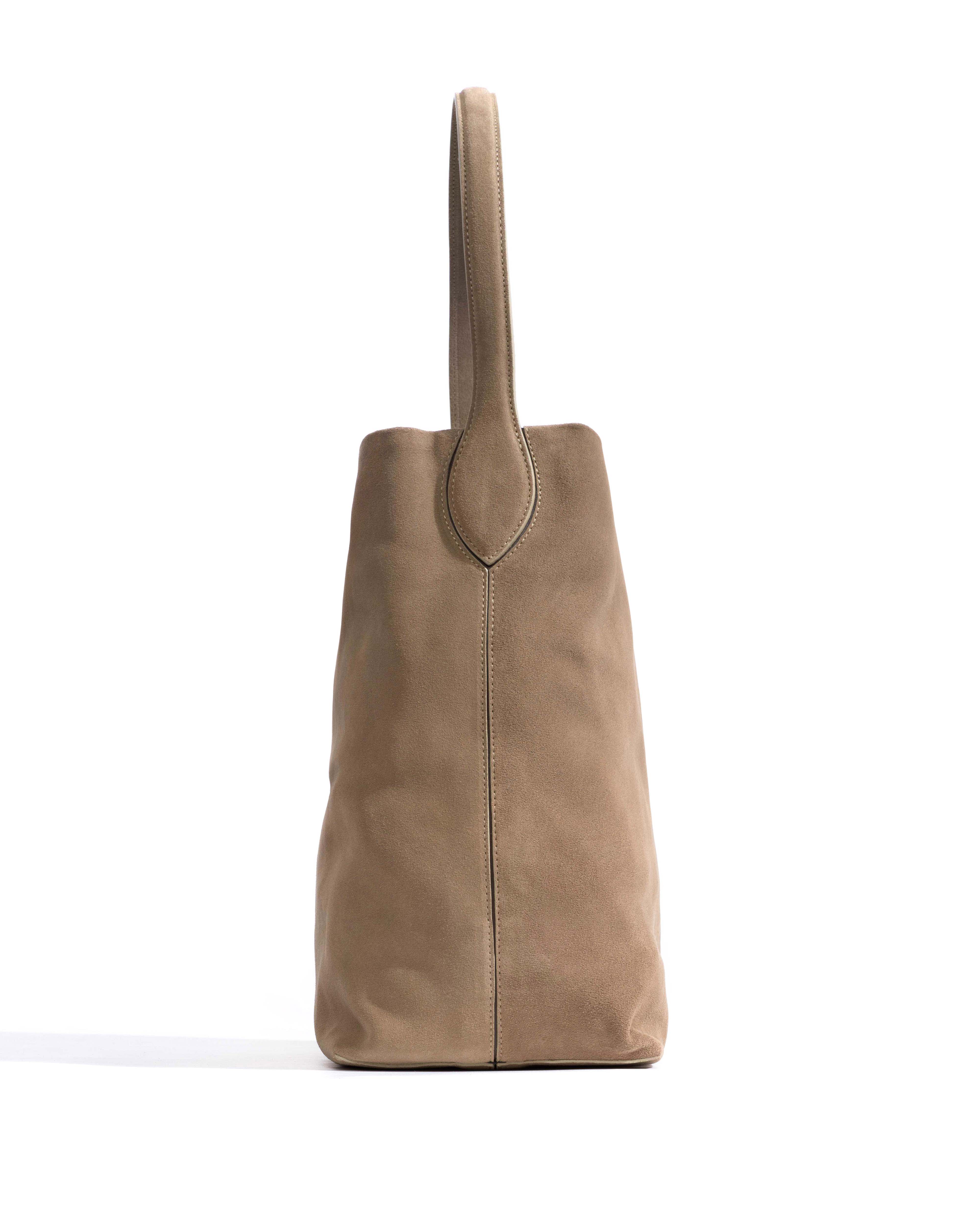 Versa slouchy everyday bag Calf suede Mushroom