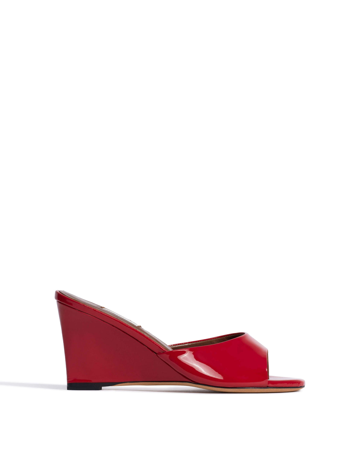 Gwen 75 wedge Polished soft calf Ruby red