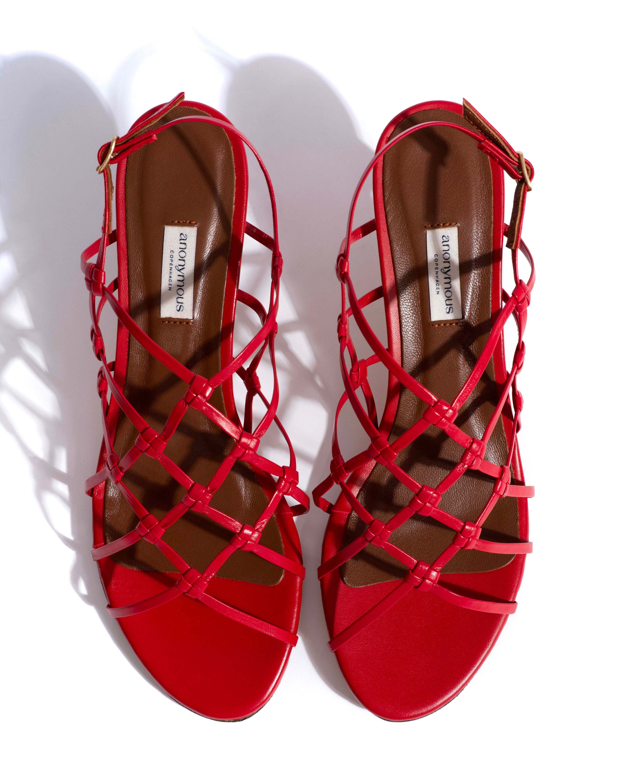Conie 55 hand-braided Hand-braided leather Ruby red - Anonymous Copenhagen Heels