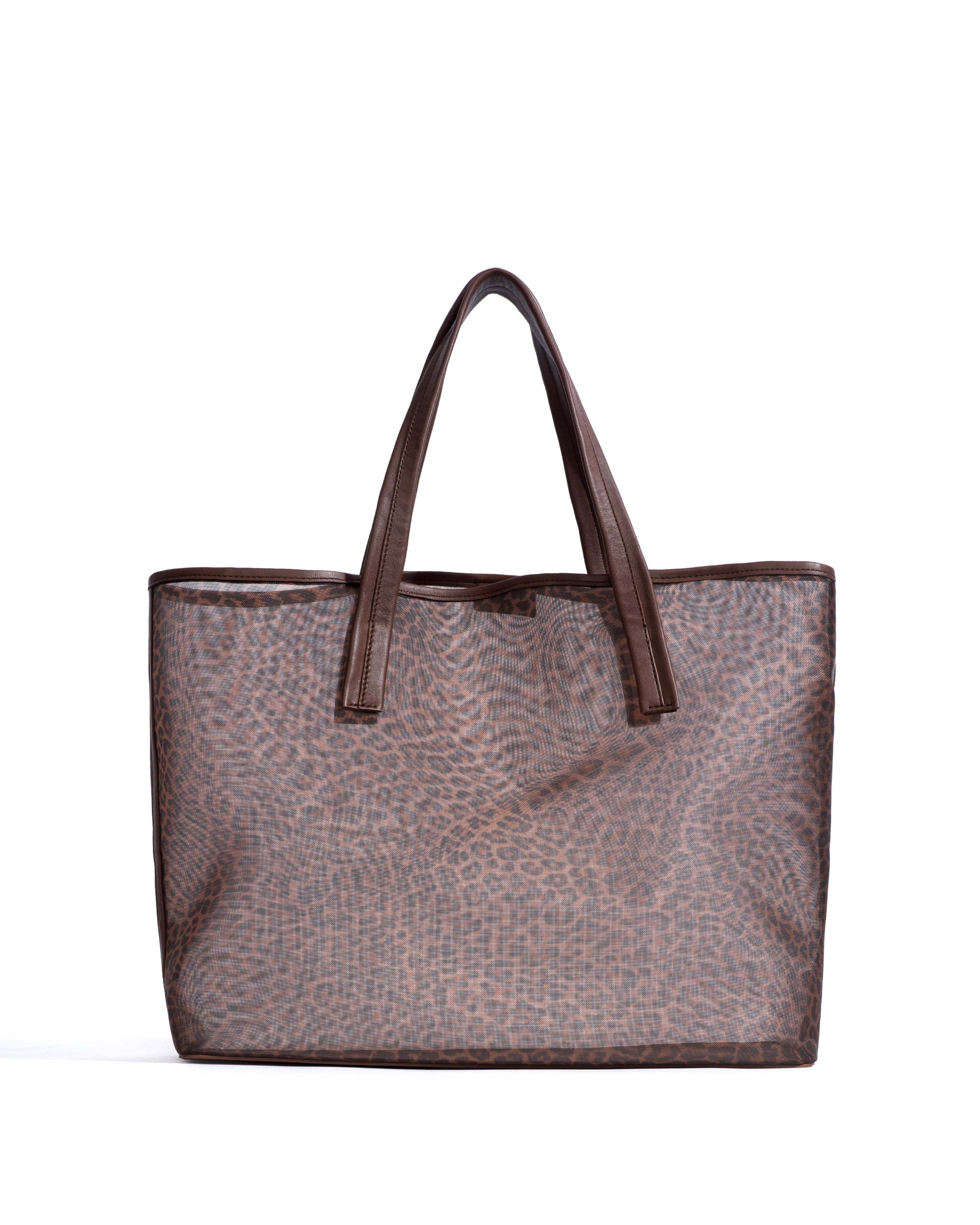 Ruba shopper mesh Shiny lamb & mesh Chocolate & leopard - Anonymous Copenhagen Bags