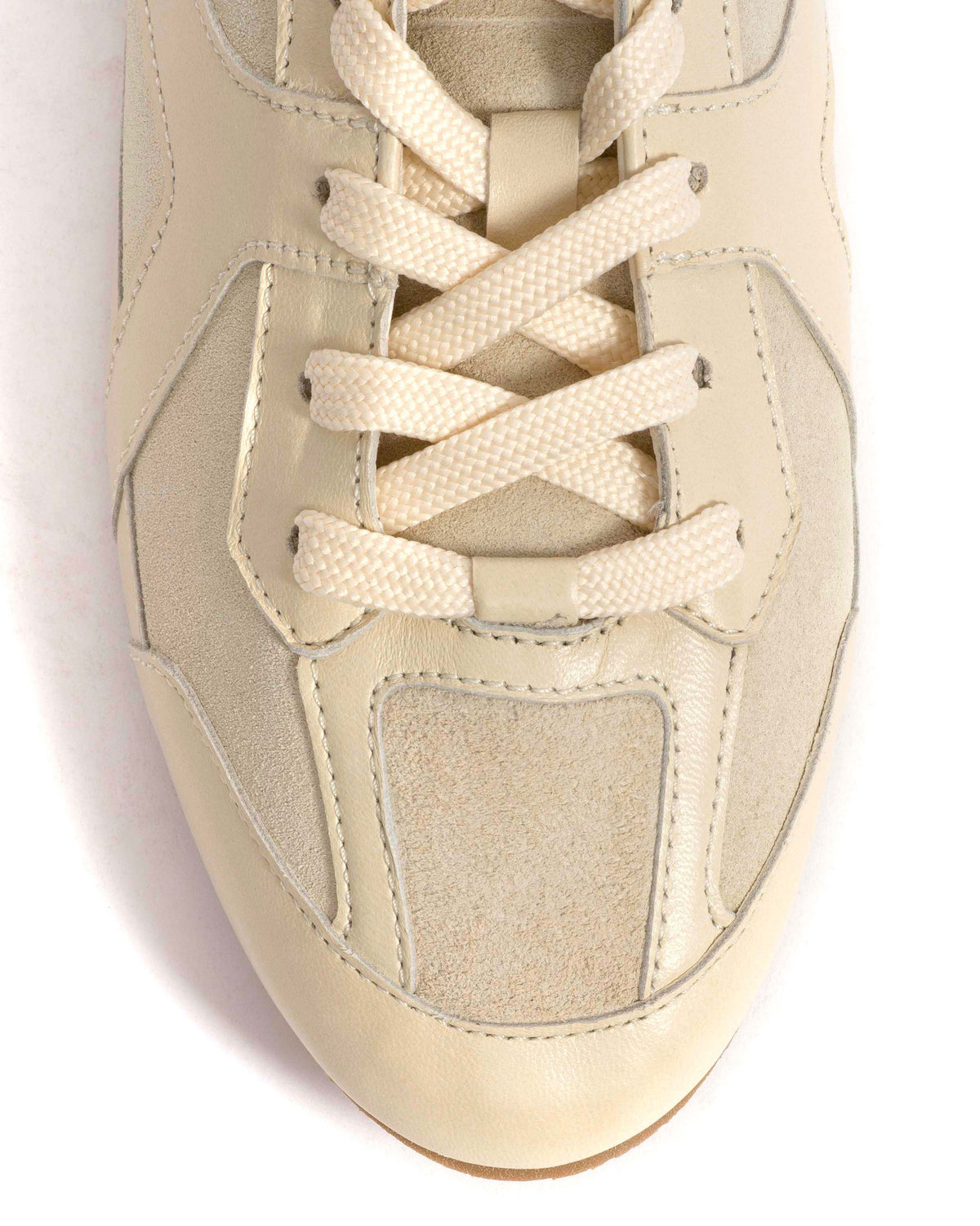 Sneakerina Shiny lamb & suede leather White sand & antique white