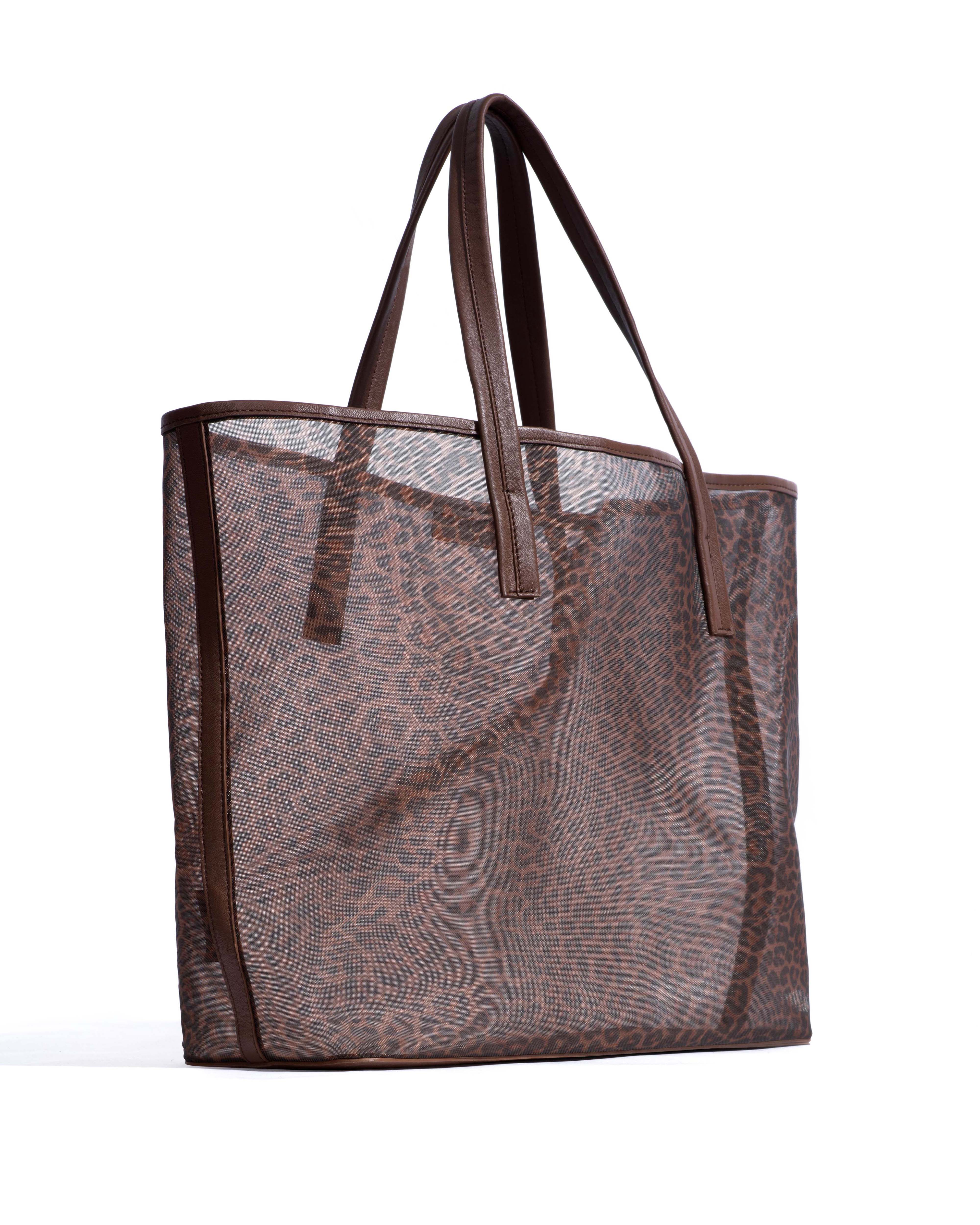 Ruba shopper mesh Shiny lamb & mesh Chocolate & leopard