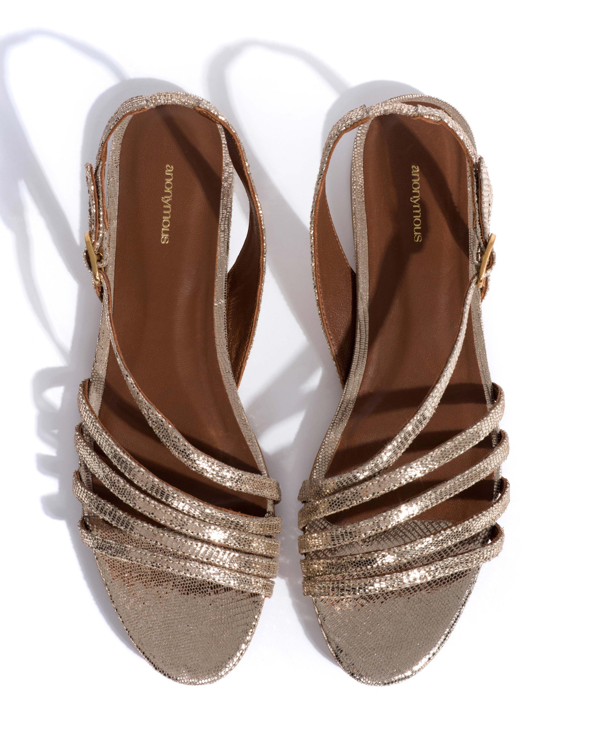 Naia 10 Lizard metallic goat Vintage champagne - Anonymous Copenhagen Flat sandals