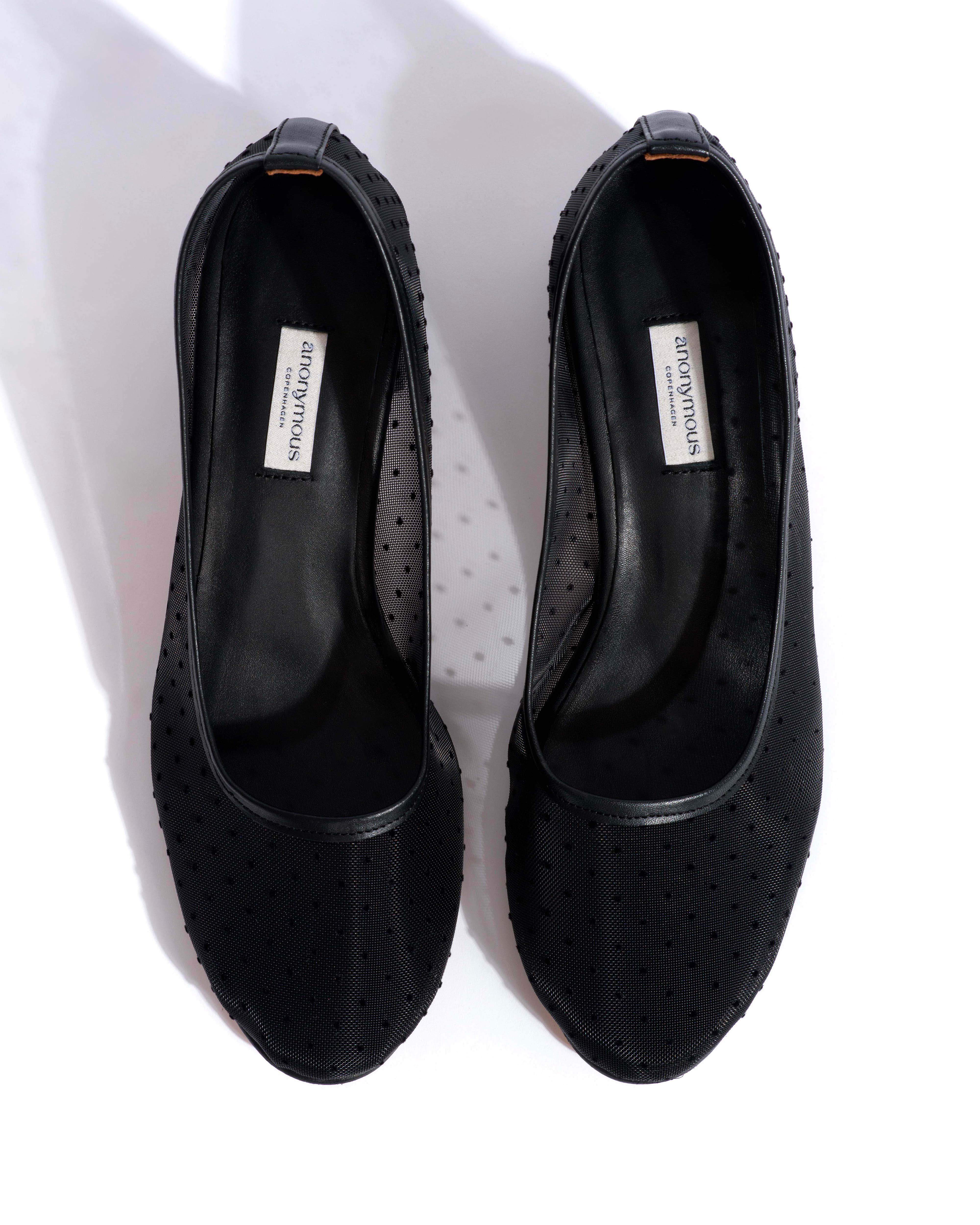 Sacha 40 mesh Shiny lamb & dot velvet mesh Black