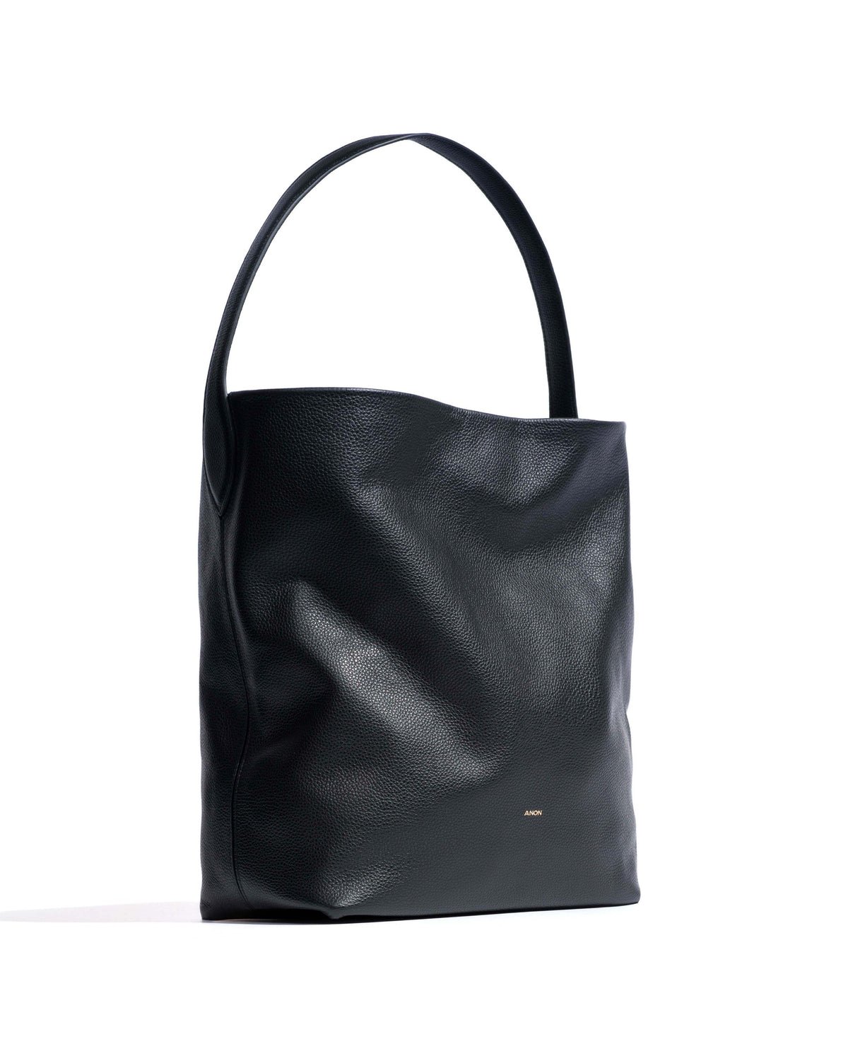 Versa slouchy everyday bag Pebbled soft calf Black