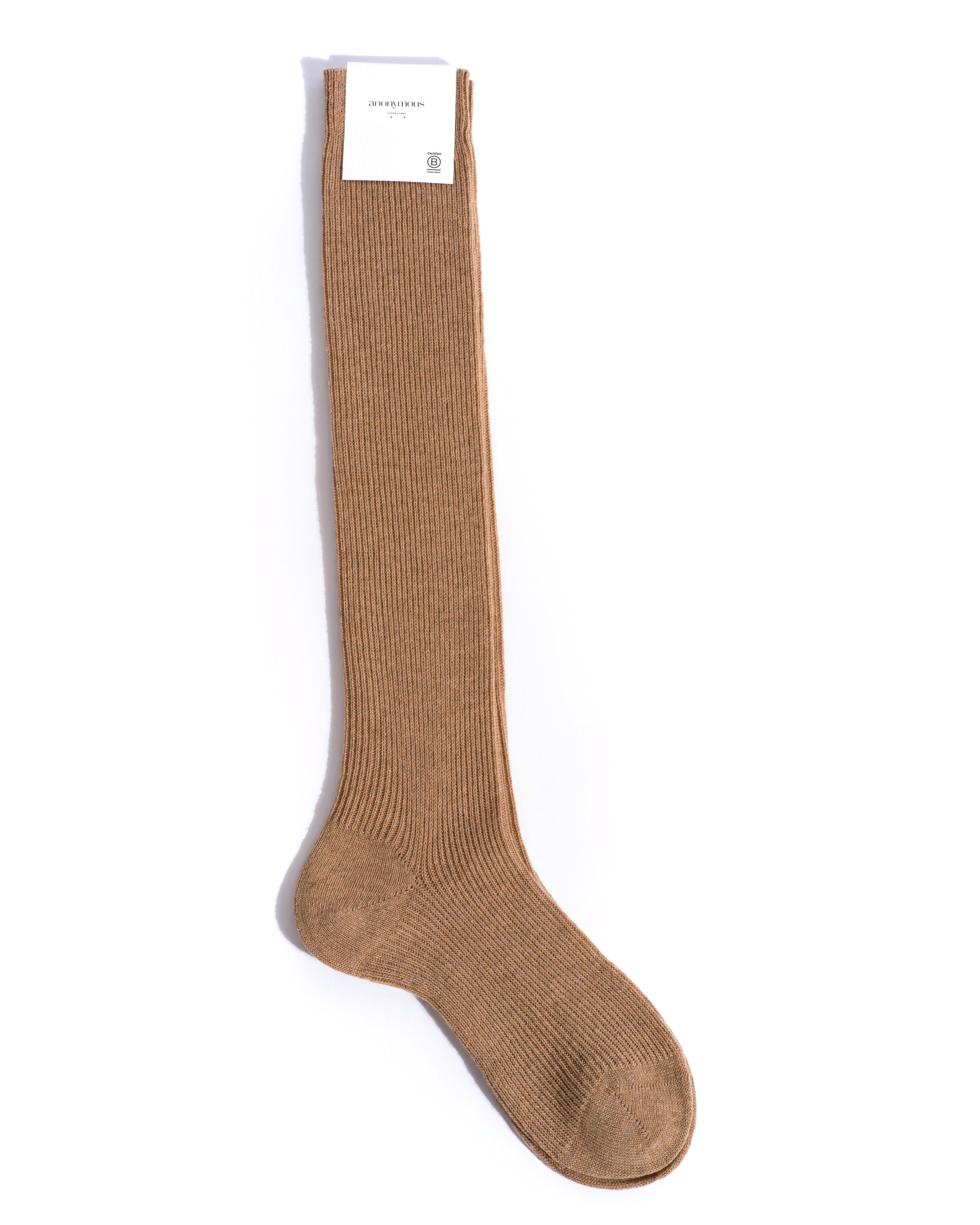 Lanai knee-high cashmere socks 70% wool 30% cashmere Camel