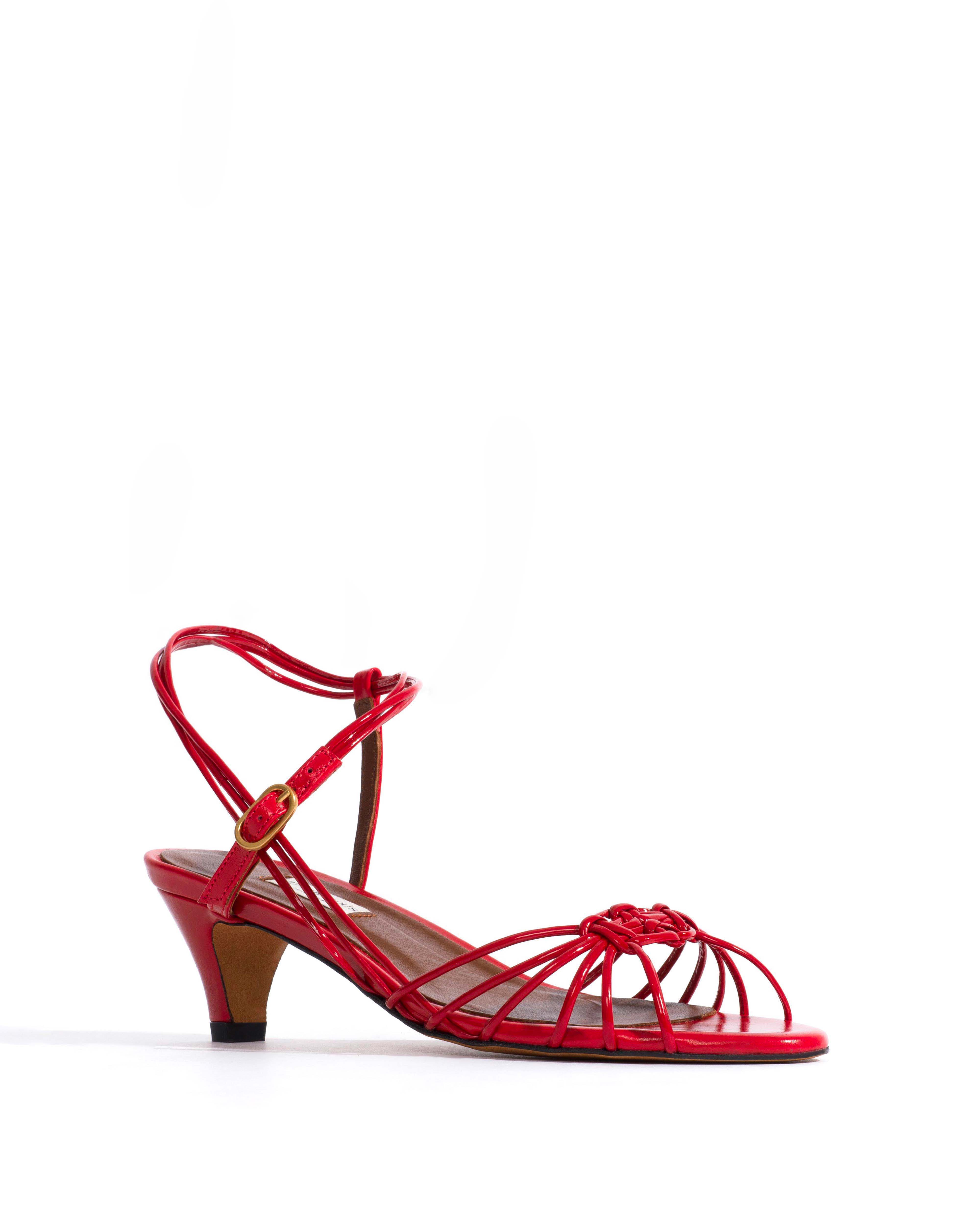 Savannah 40 hand-braided Crinkled polished goat Scarlet