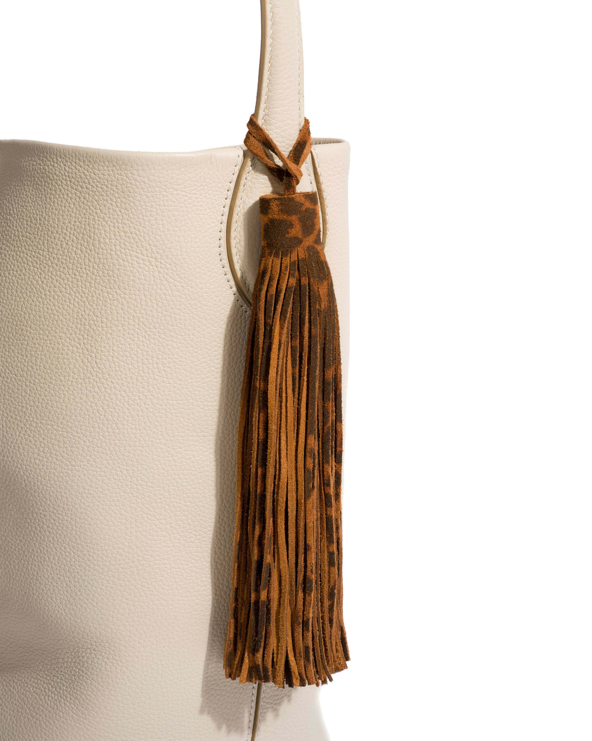 Langley fringe keyring Calf suede print Leopard