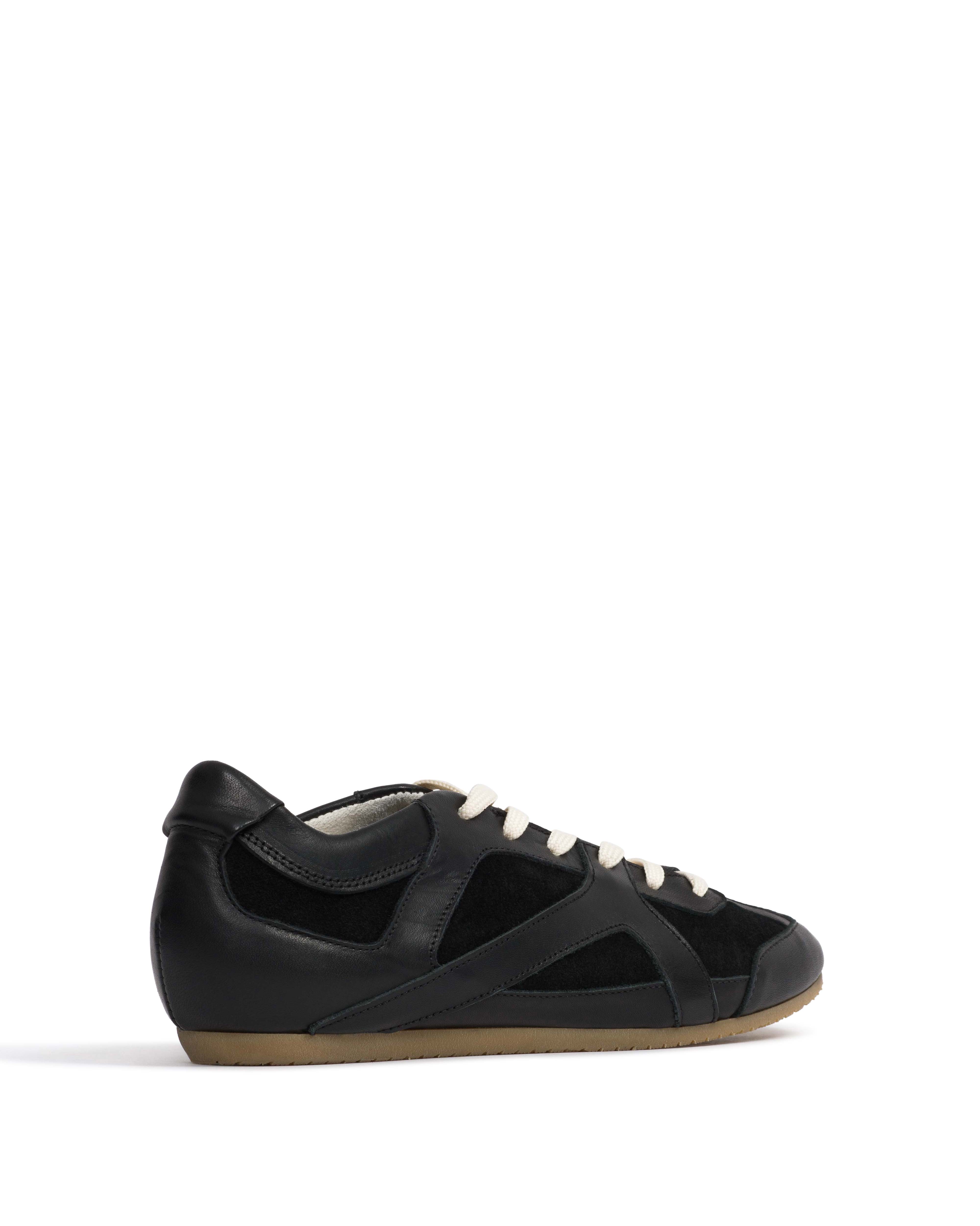 Sneakerina Shiny lamb & suede leather Black