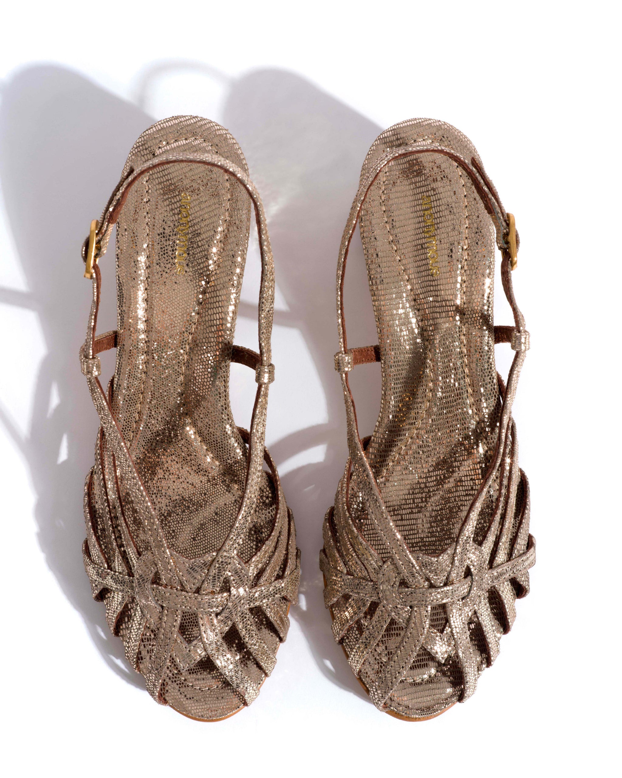 Briddie 50 heart Lizard metallic goat Vintage champagne - Anonymous Copenhagen Shoes