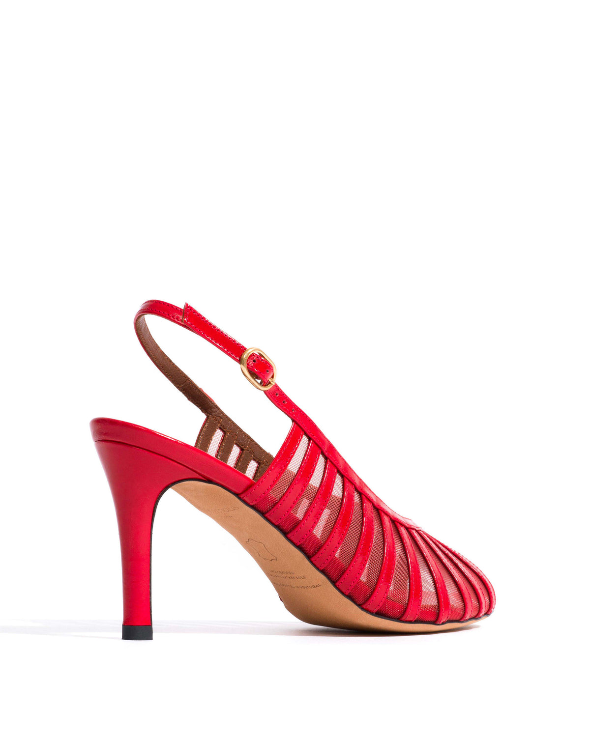 Carminho 75 mesh Crinkled polished goat & mesh Scarlet & ruby red