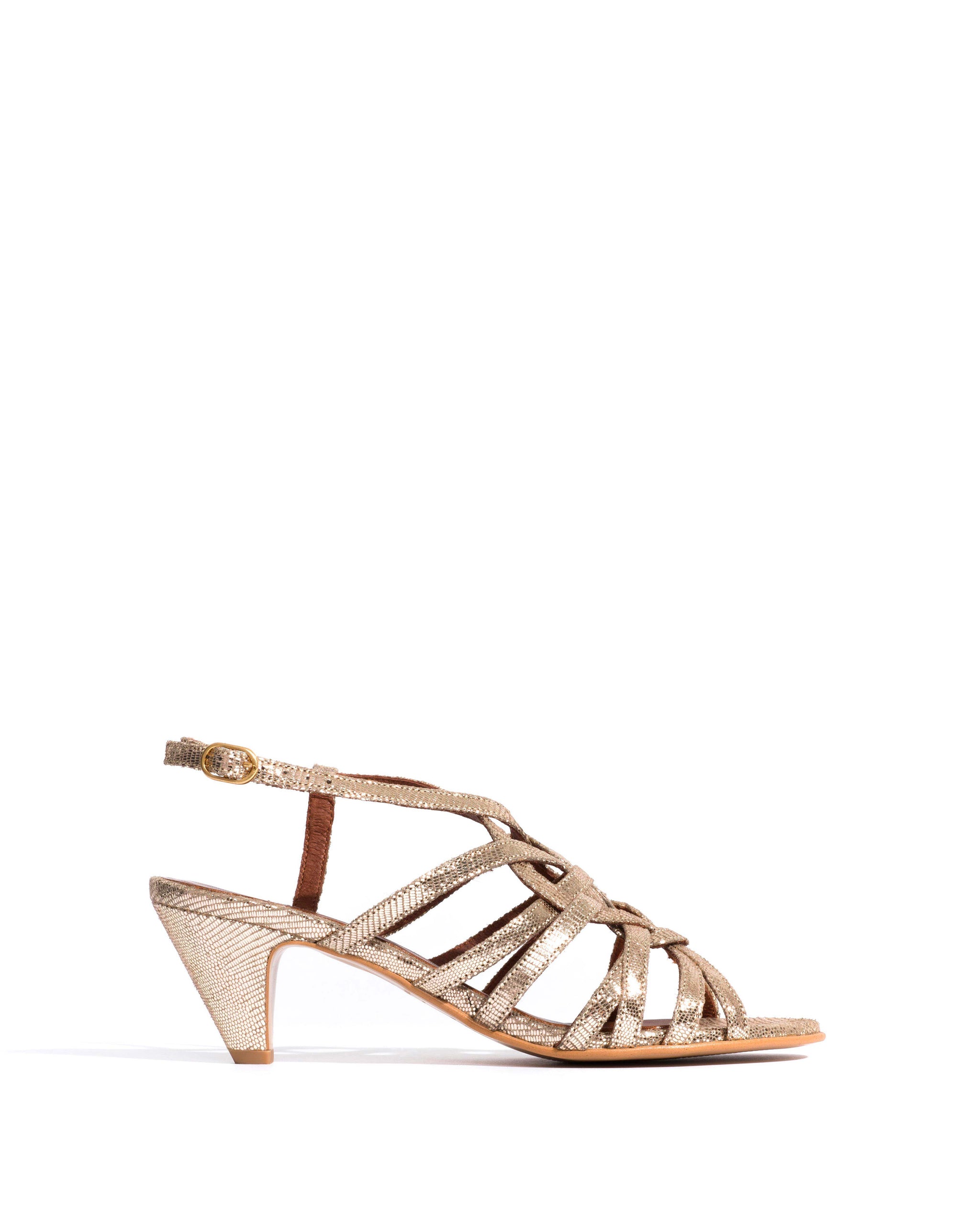 Vickey 50 stiletto Lizard metallic goat Vintage champagne - Anonymous Copenhagen Heels