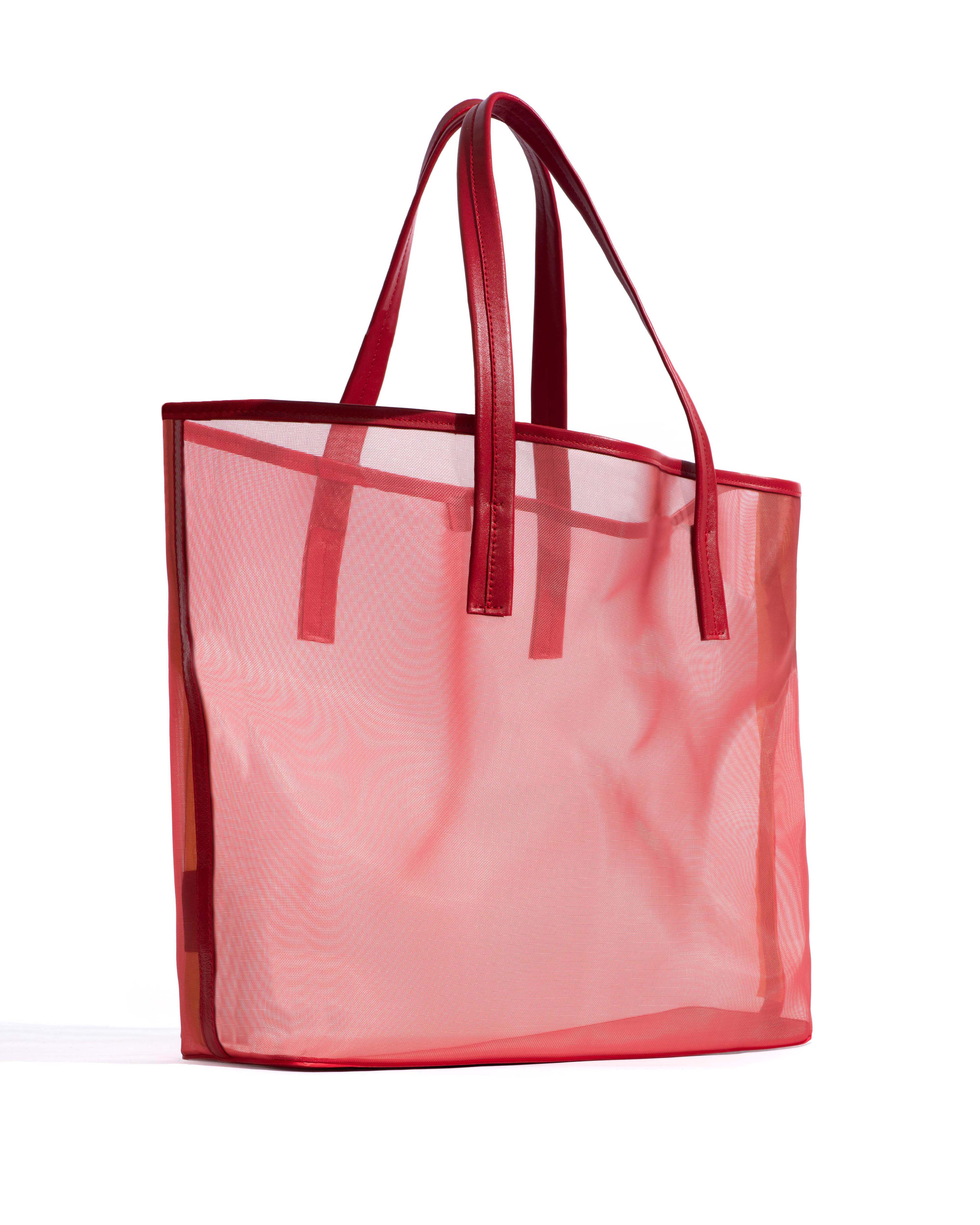 Ruba shopper mesh Shiny lamb & mesh Ruby red