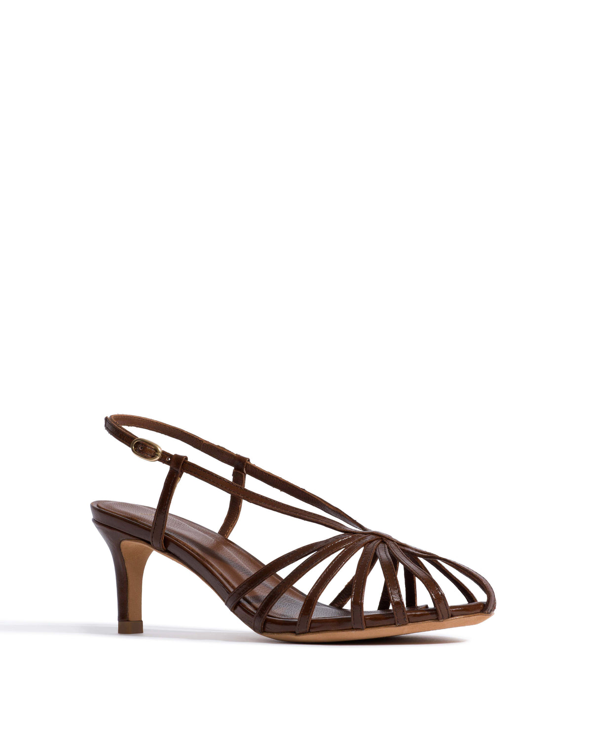 Candace 55 Crinkled polished goat Caramel brown