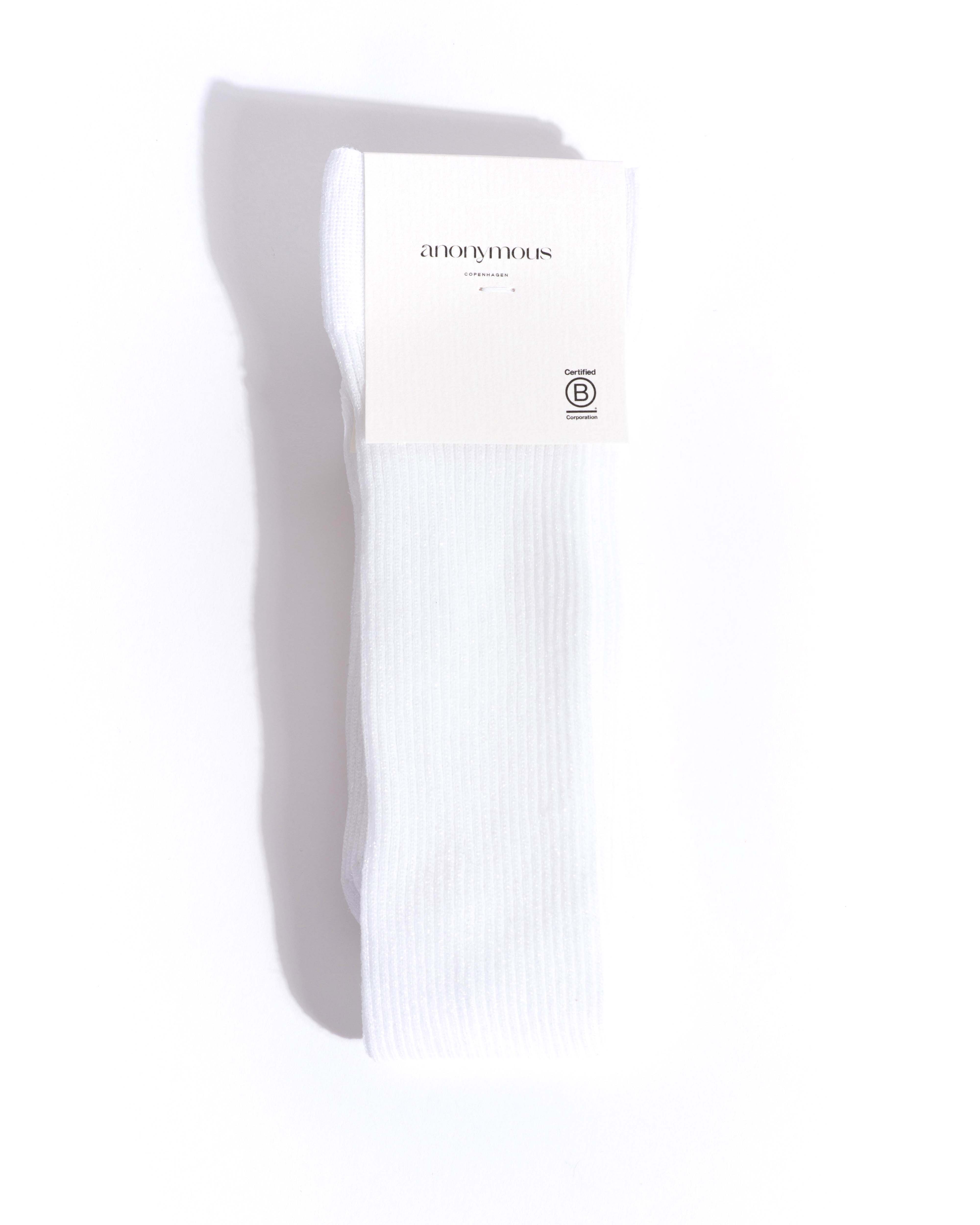 Noa mid calf glitter socks 52% nylon 48% polyester Cream