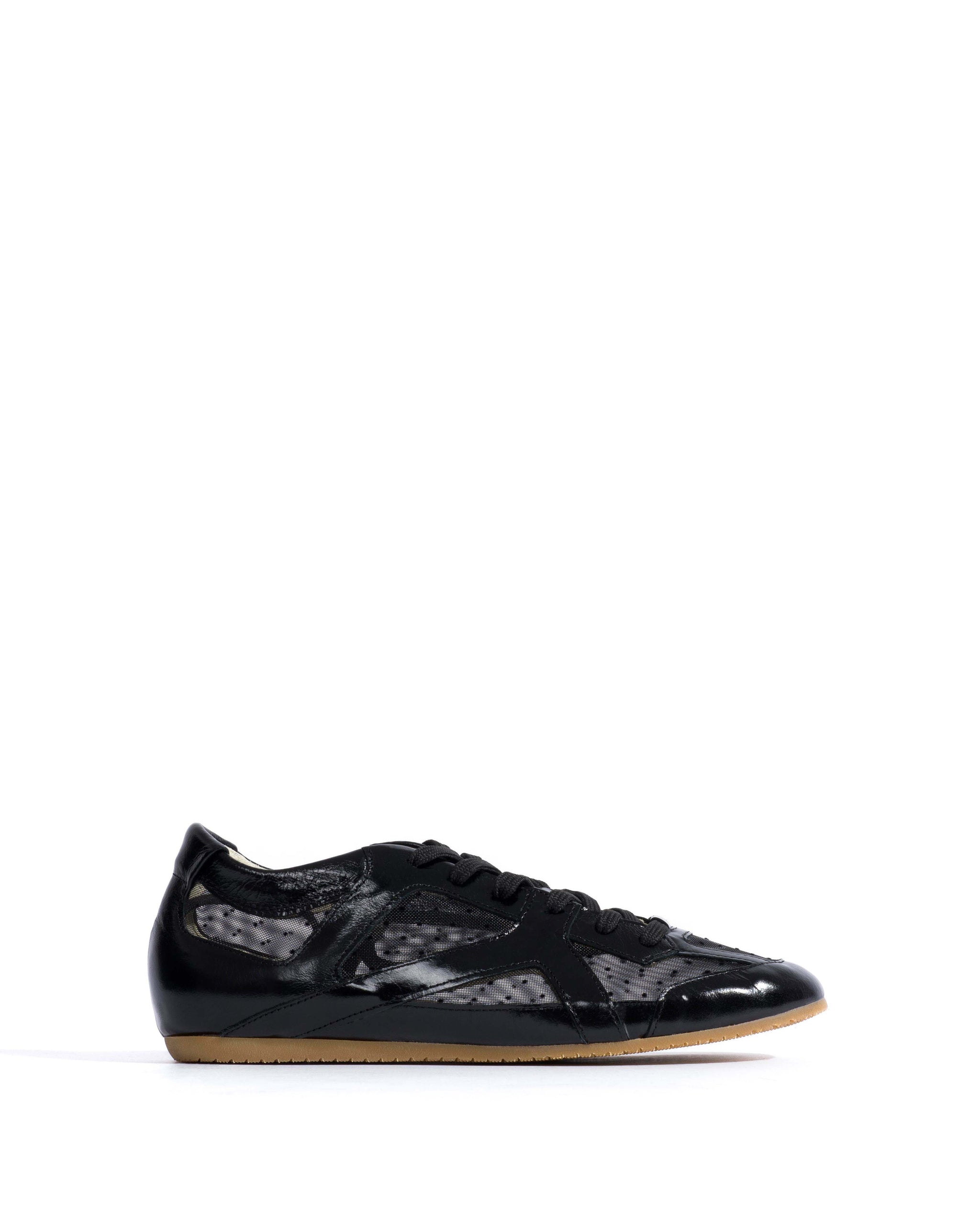 Sneakerina Crinkled polished goat & dot velvet mesh Black - Anonymous Copenhagen Sneakers
