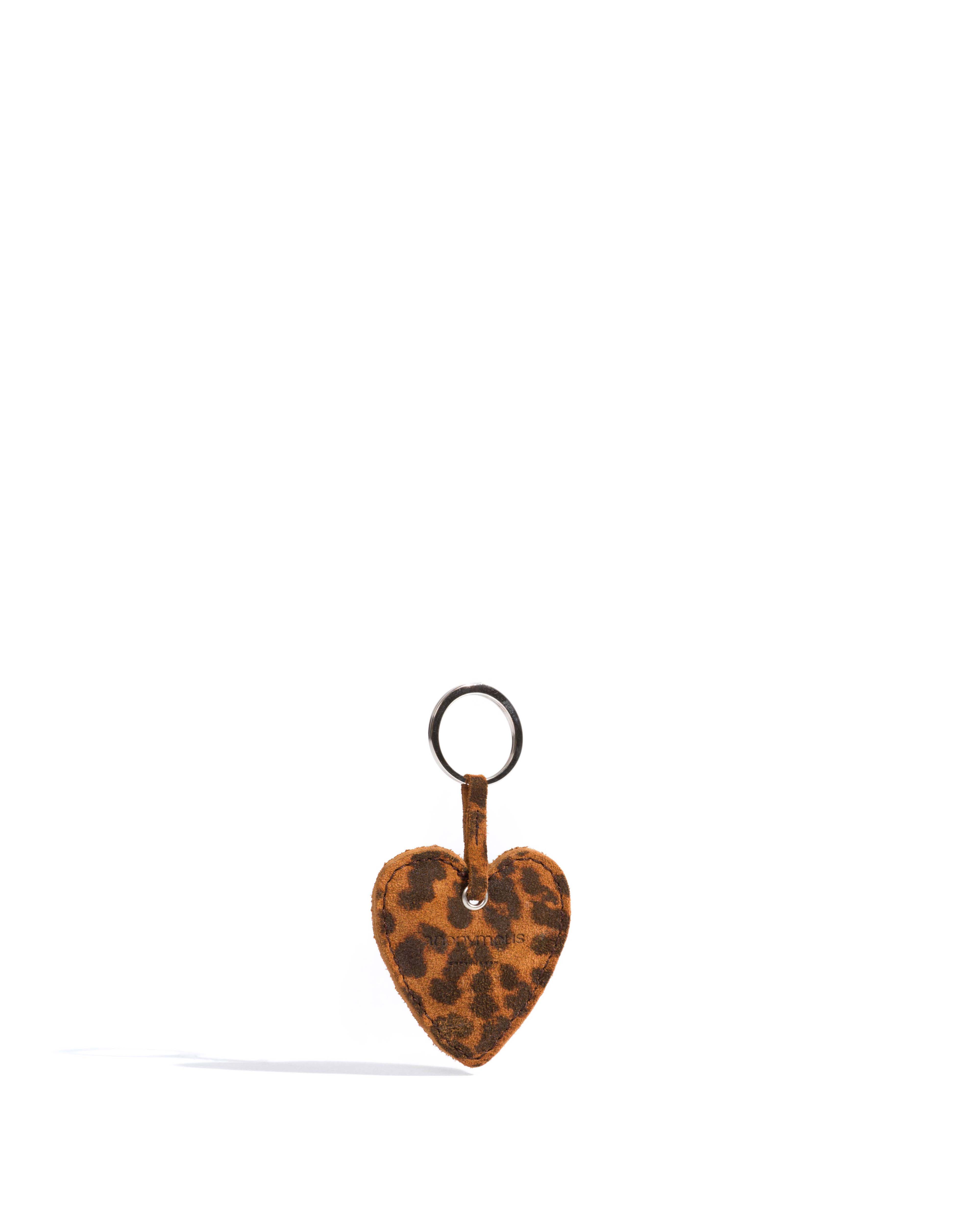 Heart keyring Calf suede print Leopard
