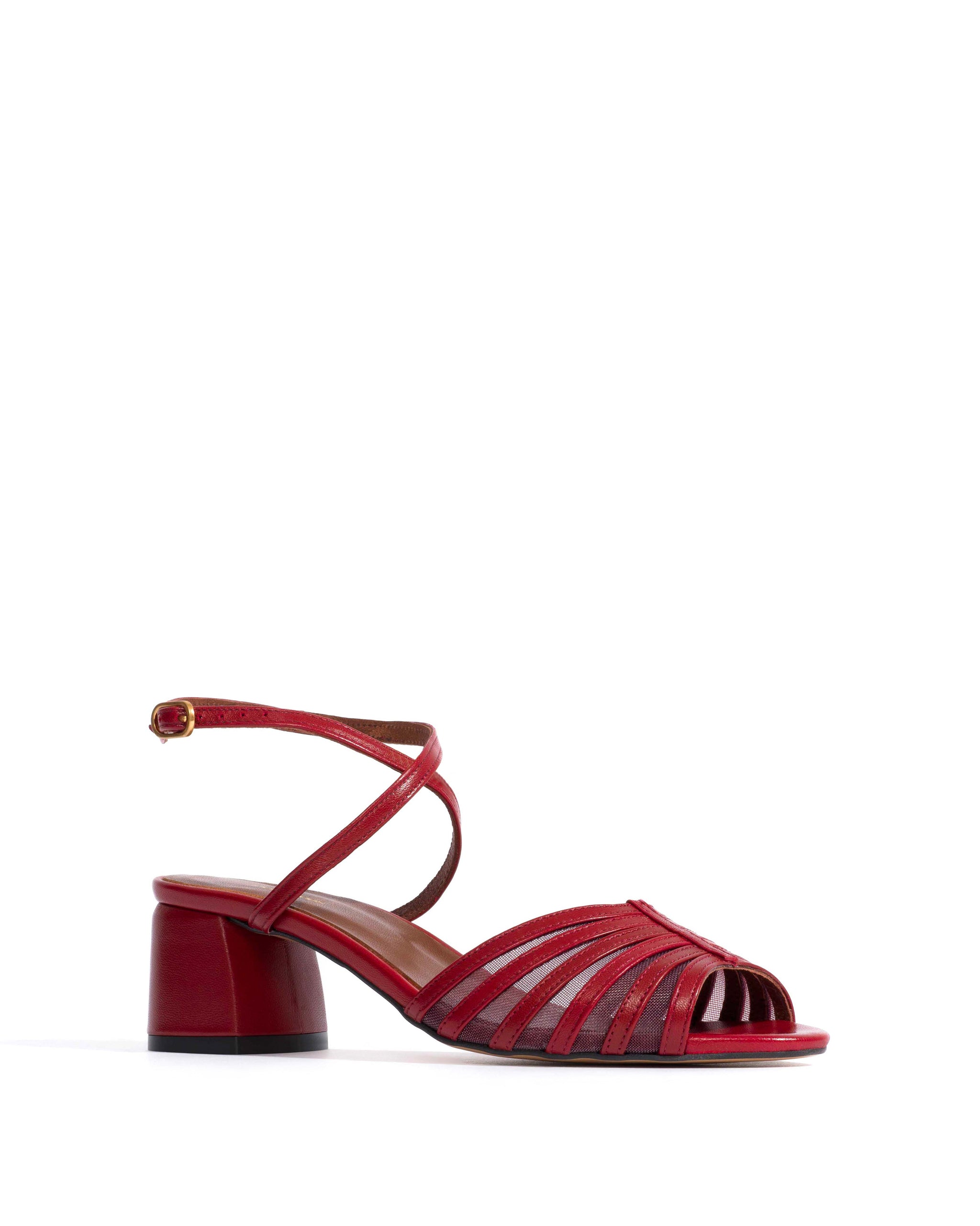 Tangie mesh Shiny lamb & mesh Pomegranate - Anonymous Copenhagen Heels