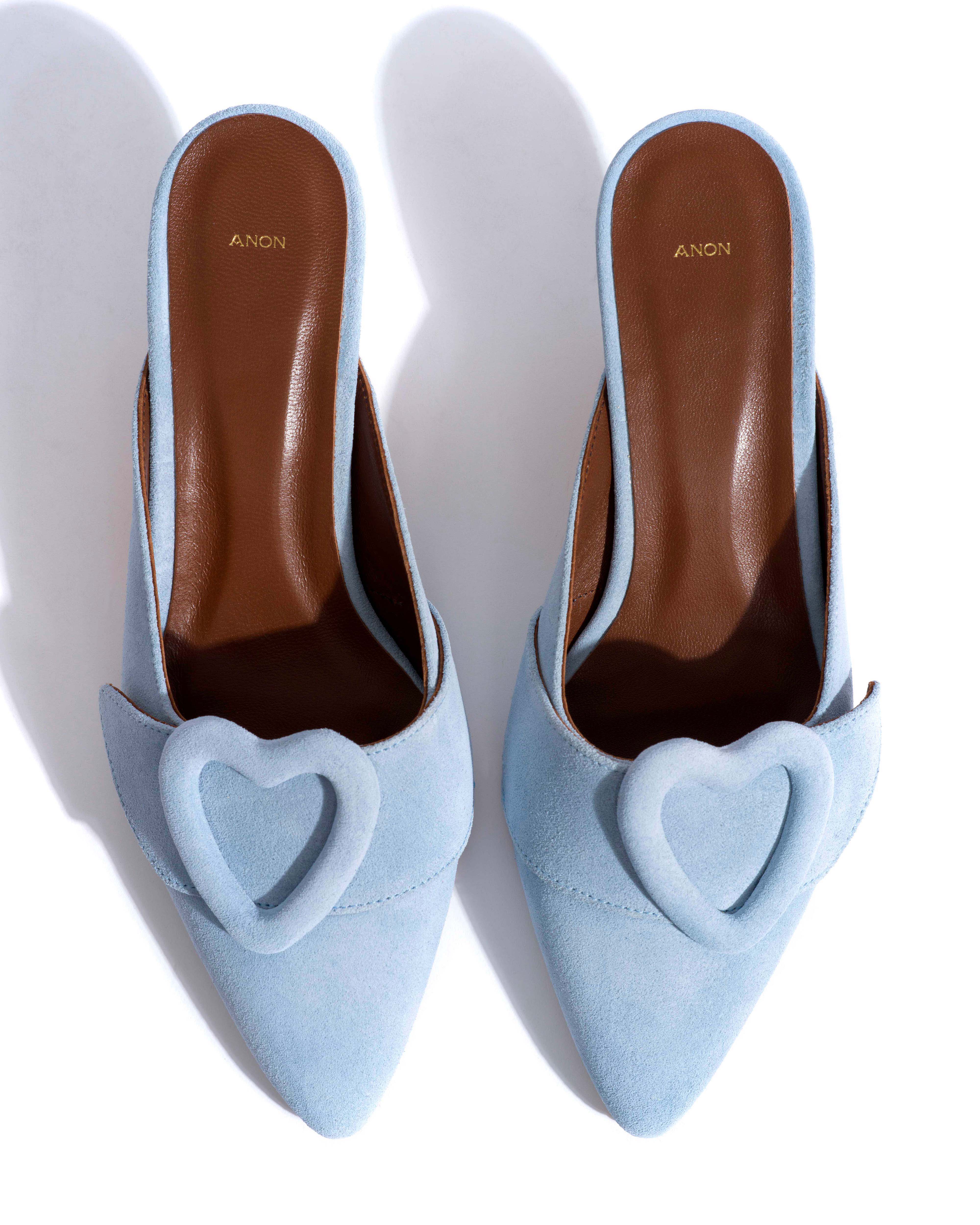 Shila 50 kitten Calf suede Porcelain blue