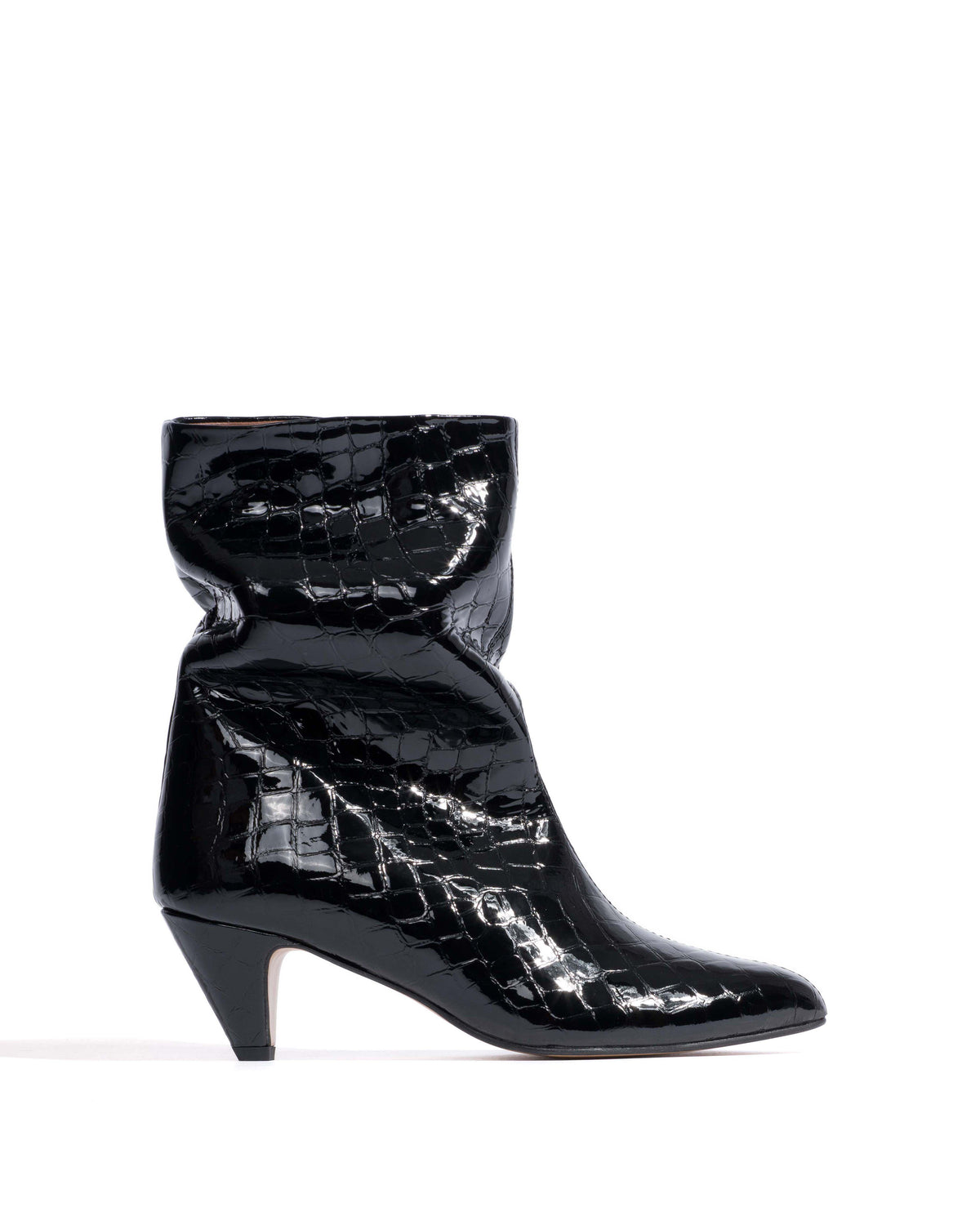 Vully 50 stiletto Polished croco calf Black