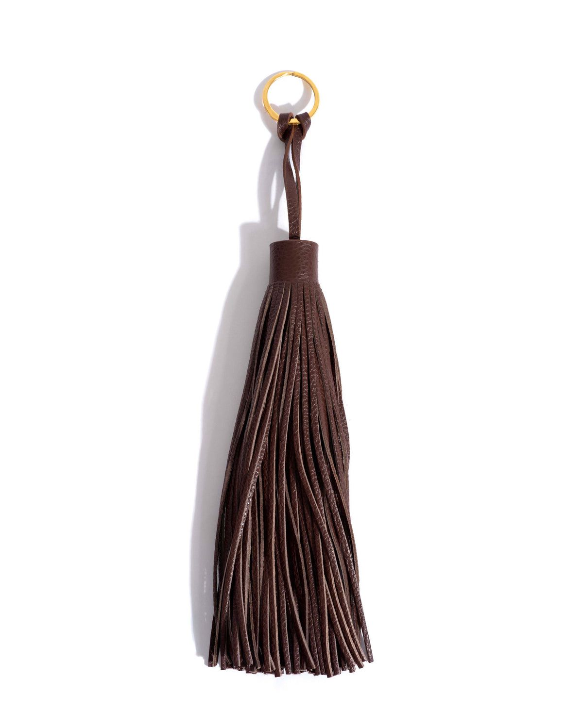 Langley fringe keyring Pebbled soft calf Chocolate