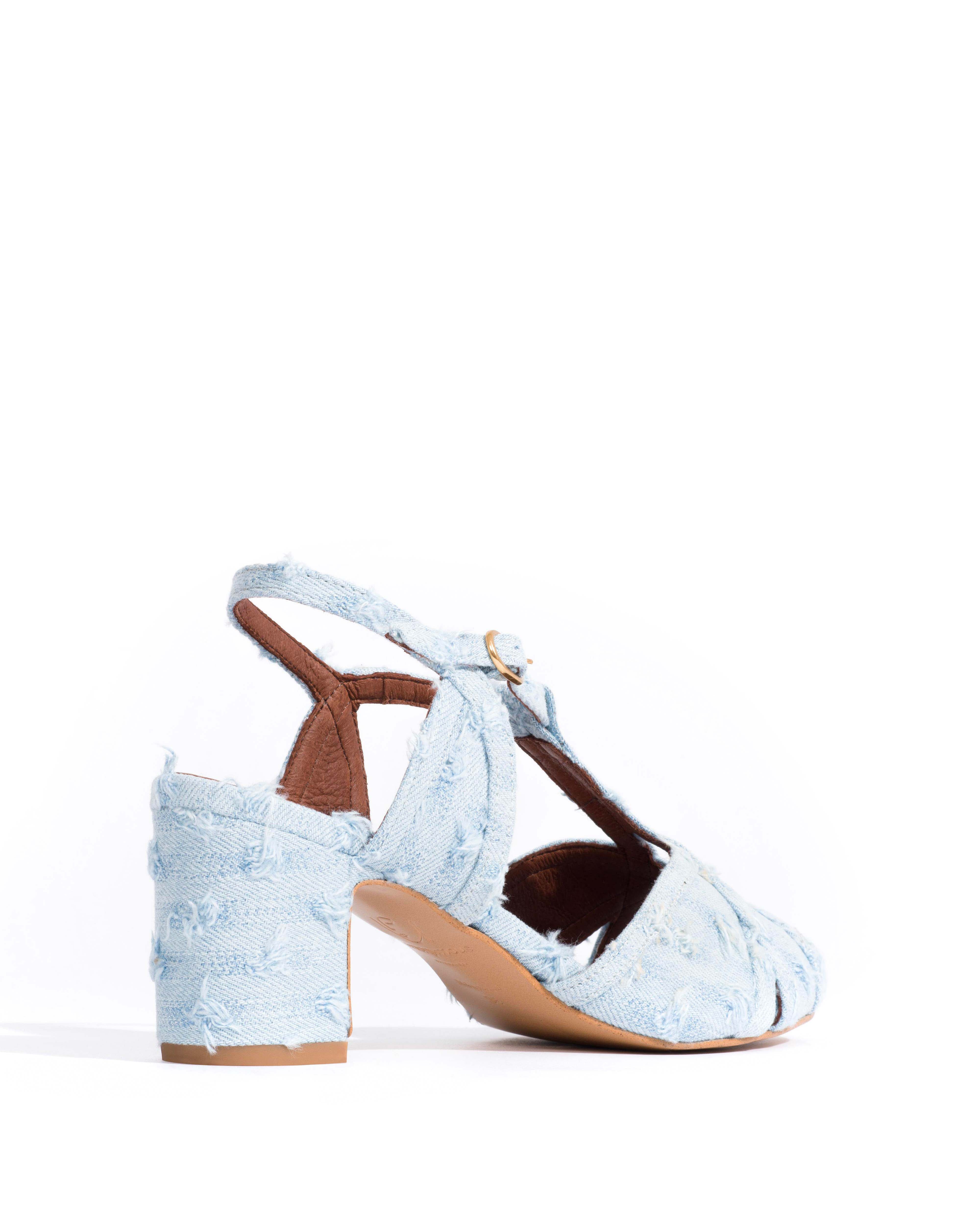 Therese 55 block Denim Distressed washed blue