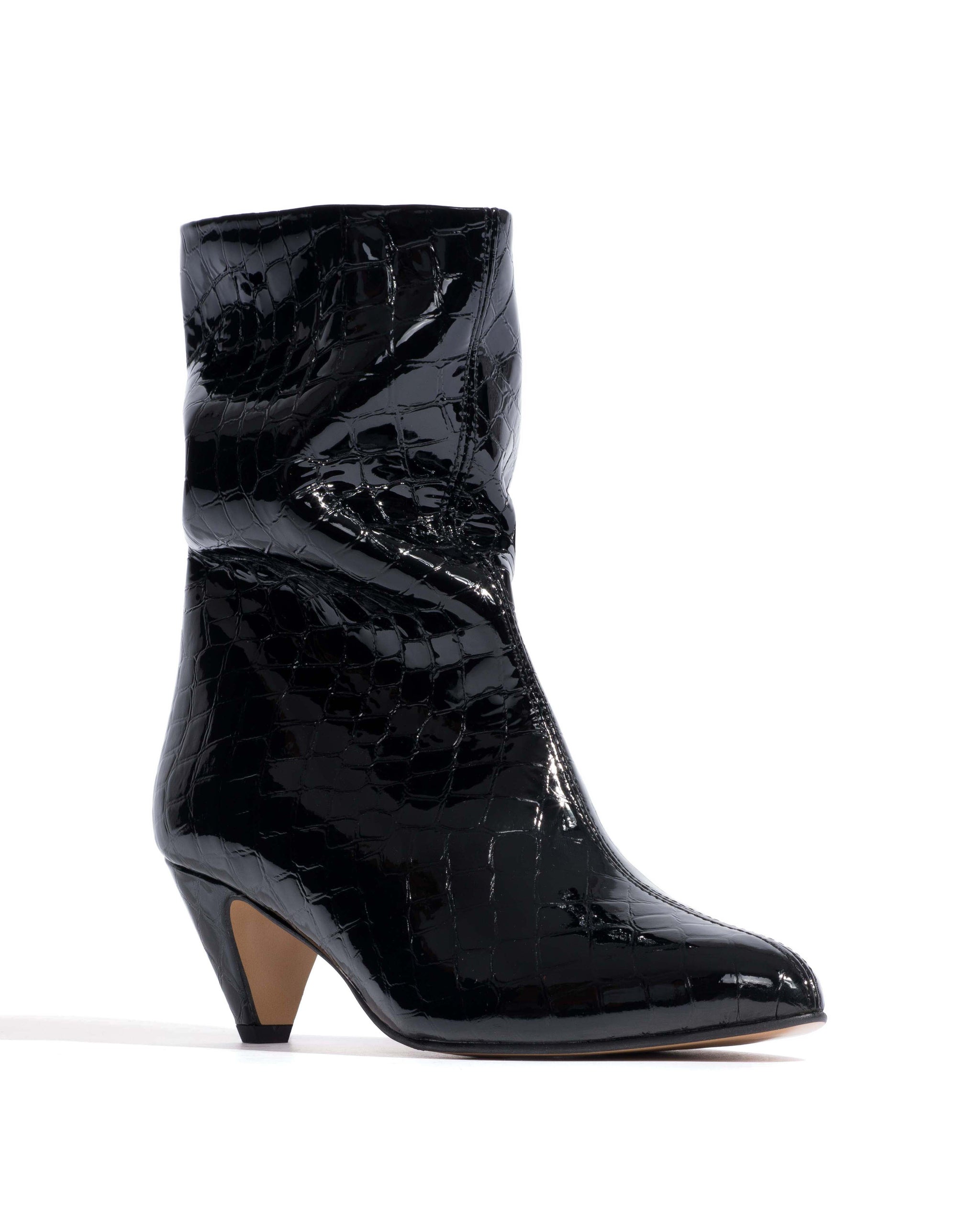 Vully 50 stiletto Polished croco calf Black