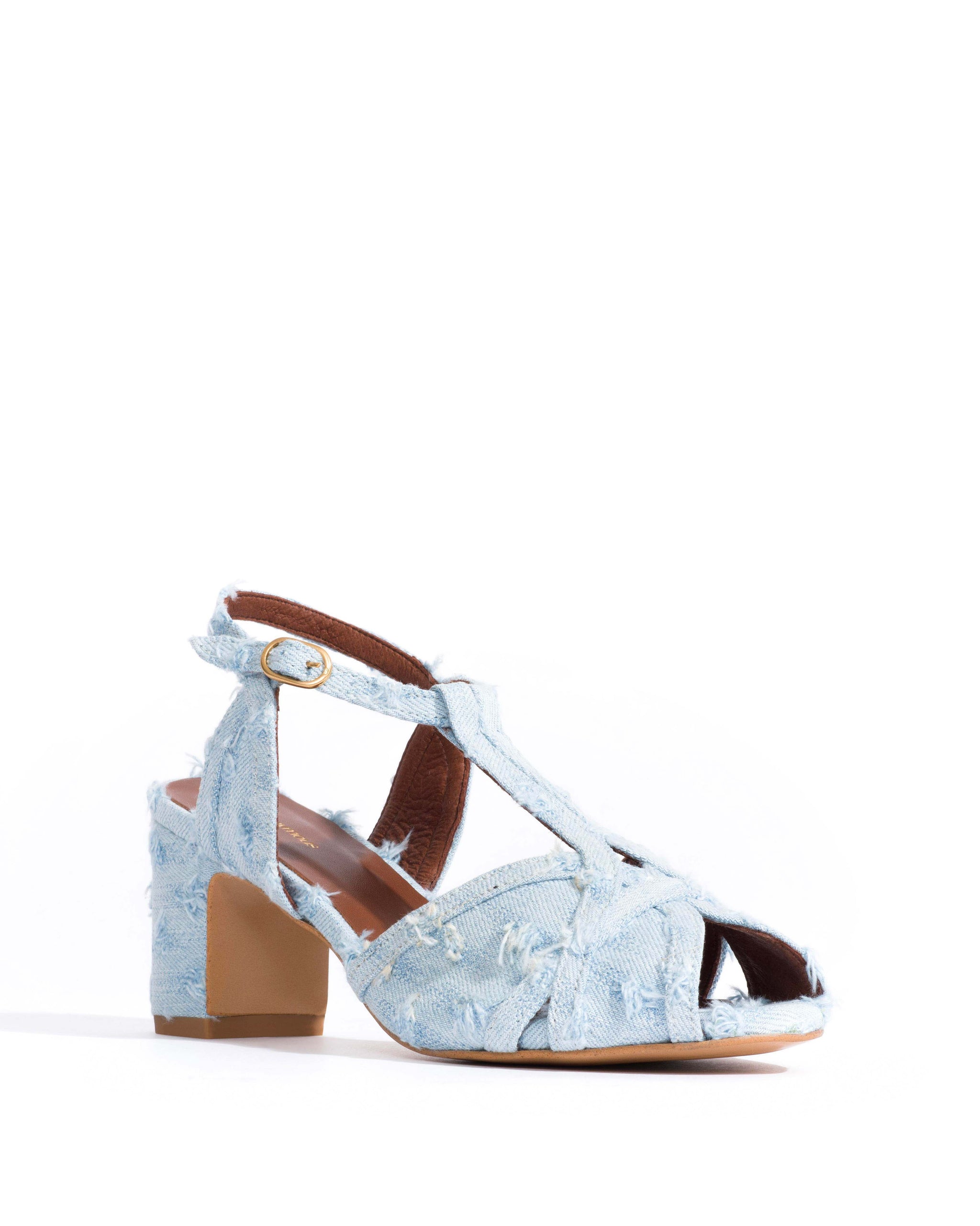 Therese 55 block Denim Distressed washed blue - Anonymous Copenhagen Heels