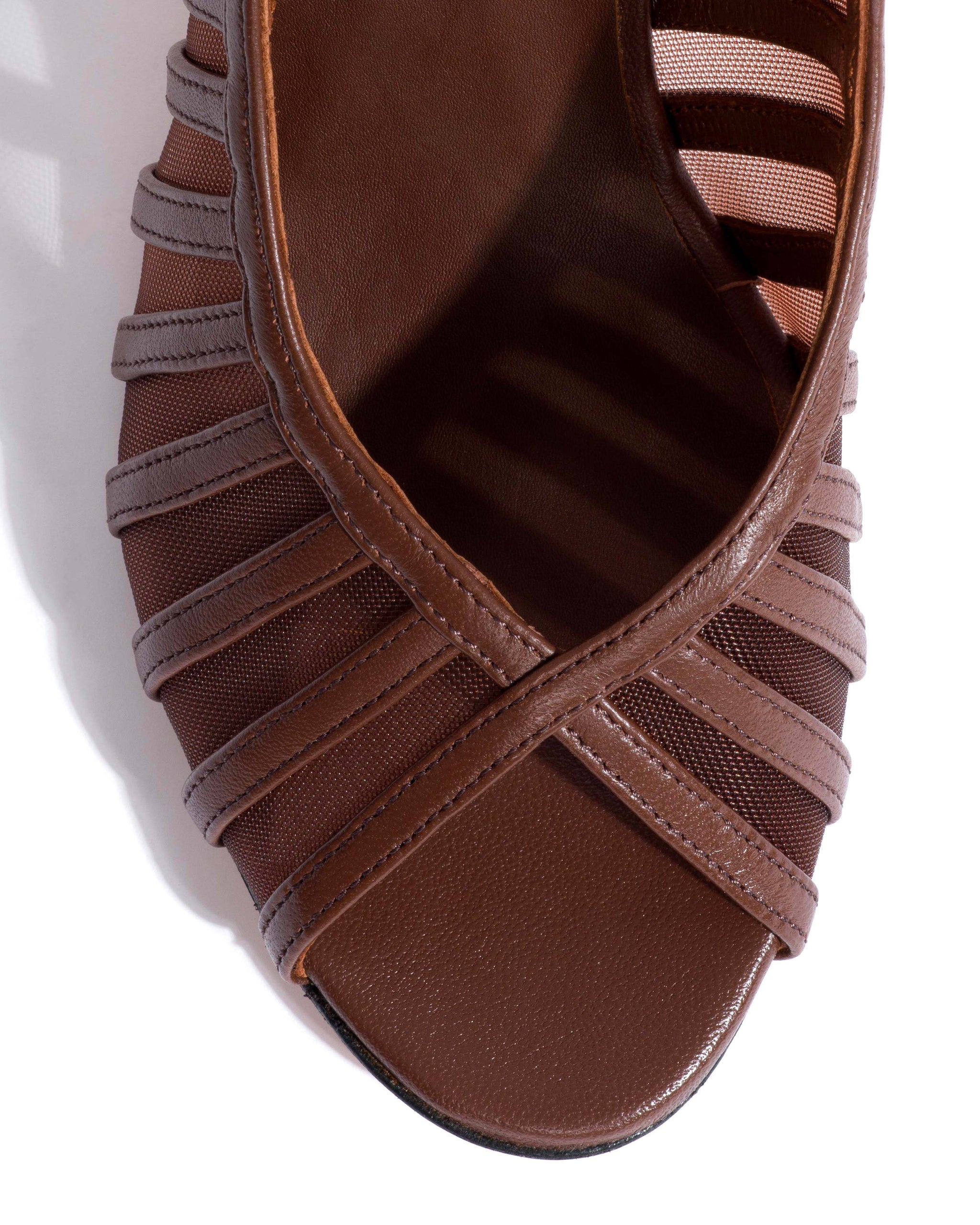 Carminho 75 mesh Shiny lamb & mesh Chocolate - Anonymous Copenhagen Heels