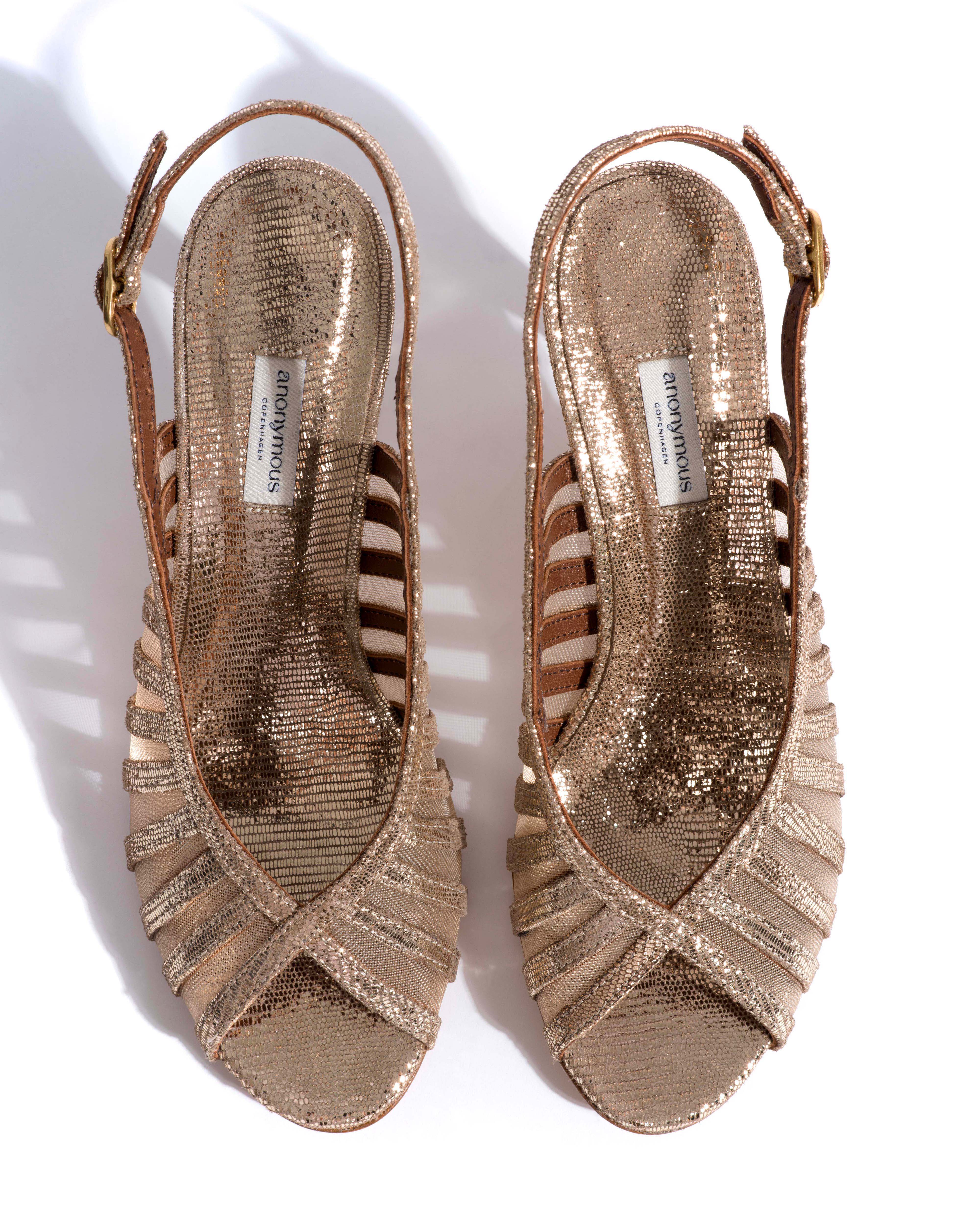 Carminho 75 mesh Lizard metallic goat & mesh Vintage champagne & gold