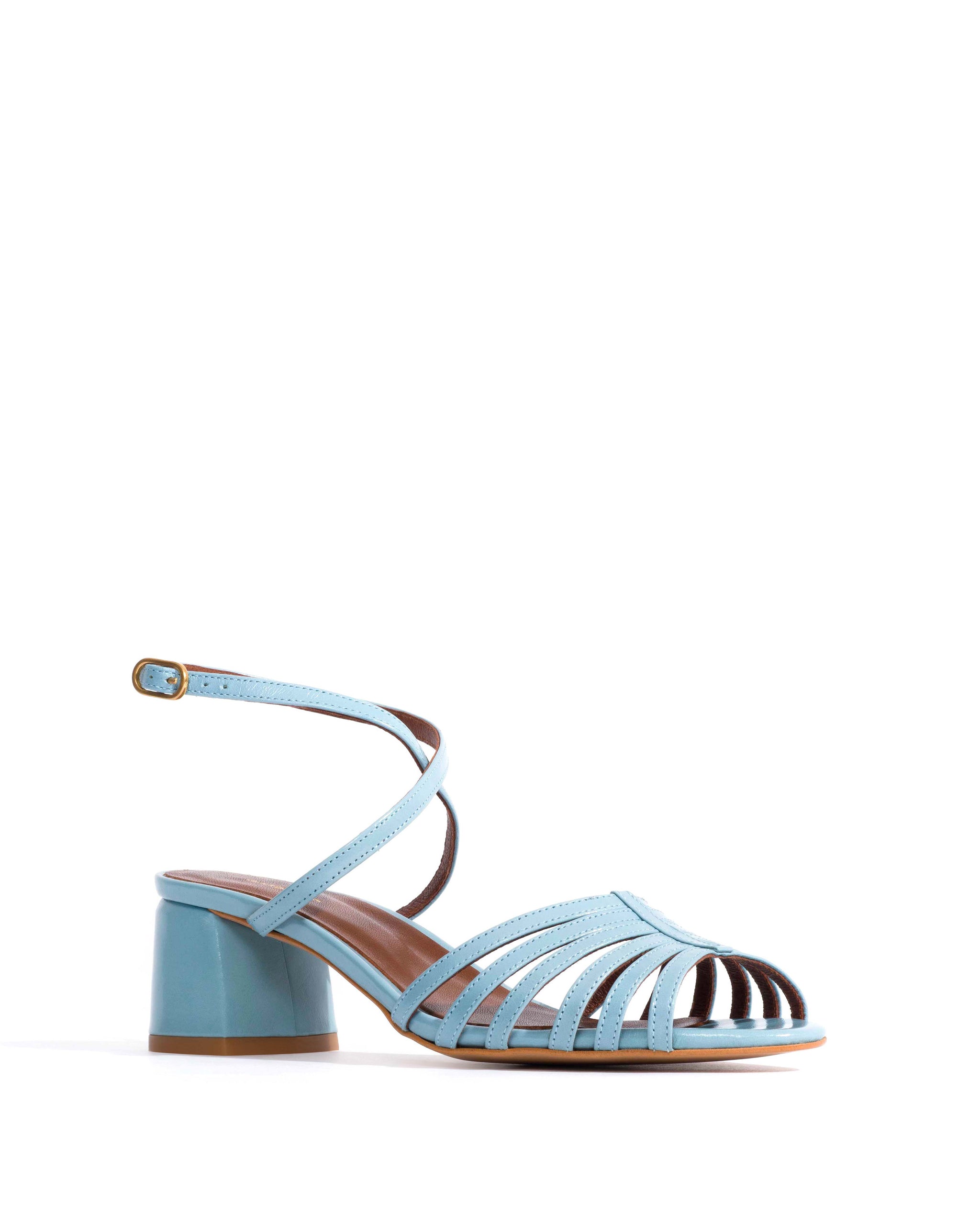 Tangie open Crinkled polished goat Porcelain blue - Anonymous Copenhagen Heels