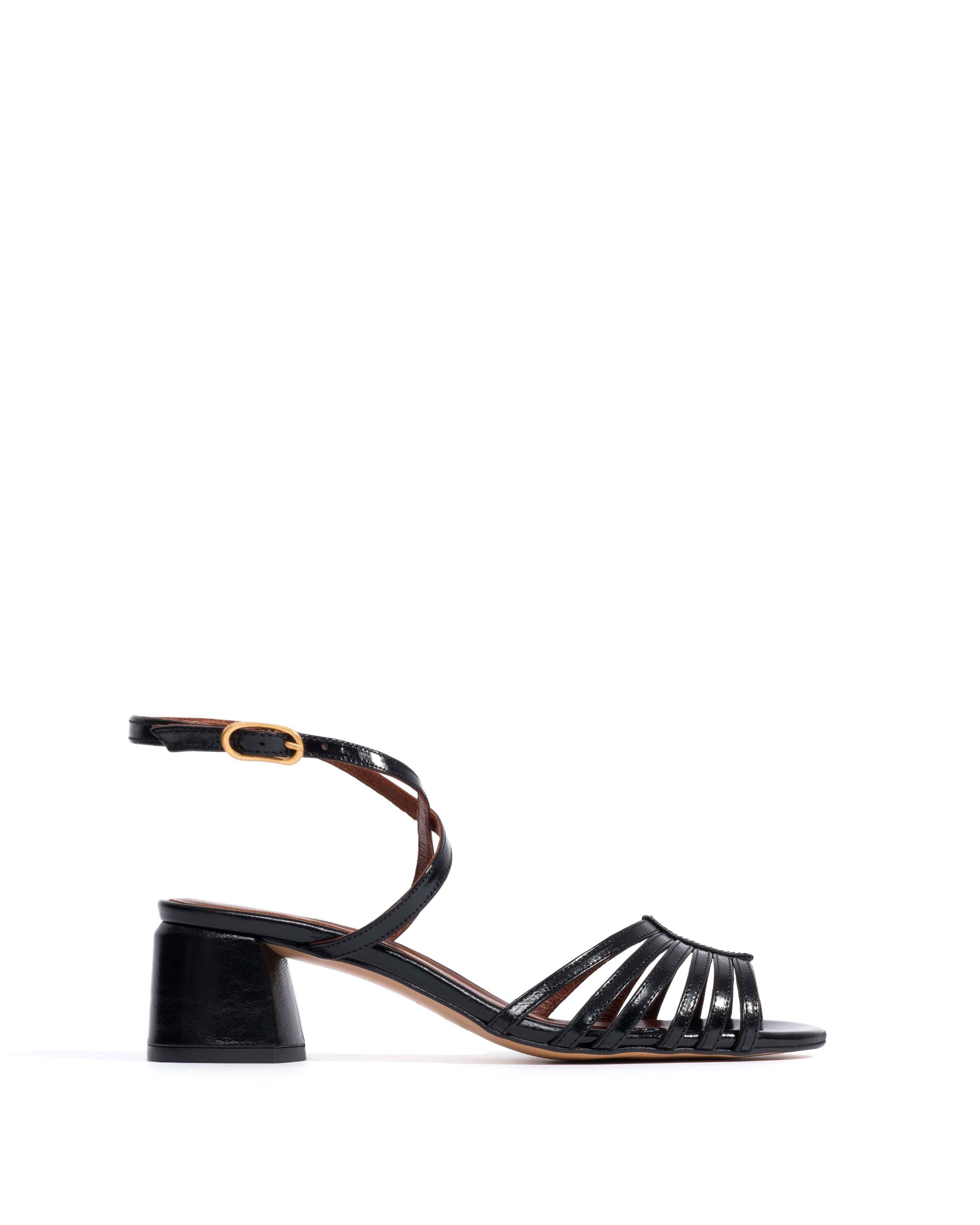 Tangie open Crinkled polished goat Black - Anonymous Copenhagen Heels