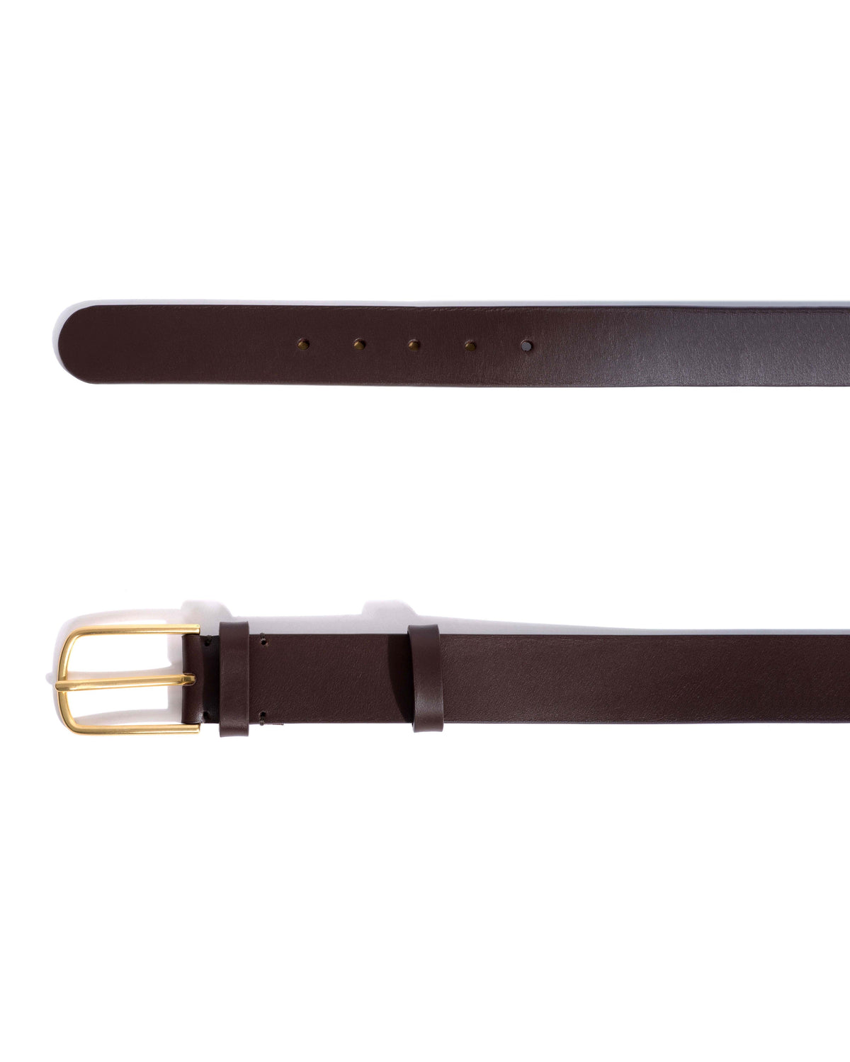 Whane simple unisex leather belt Vegetal soft calf & metal Coffee brown & gold buckle