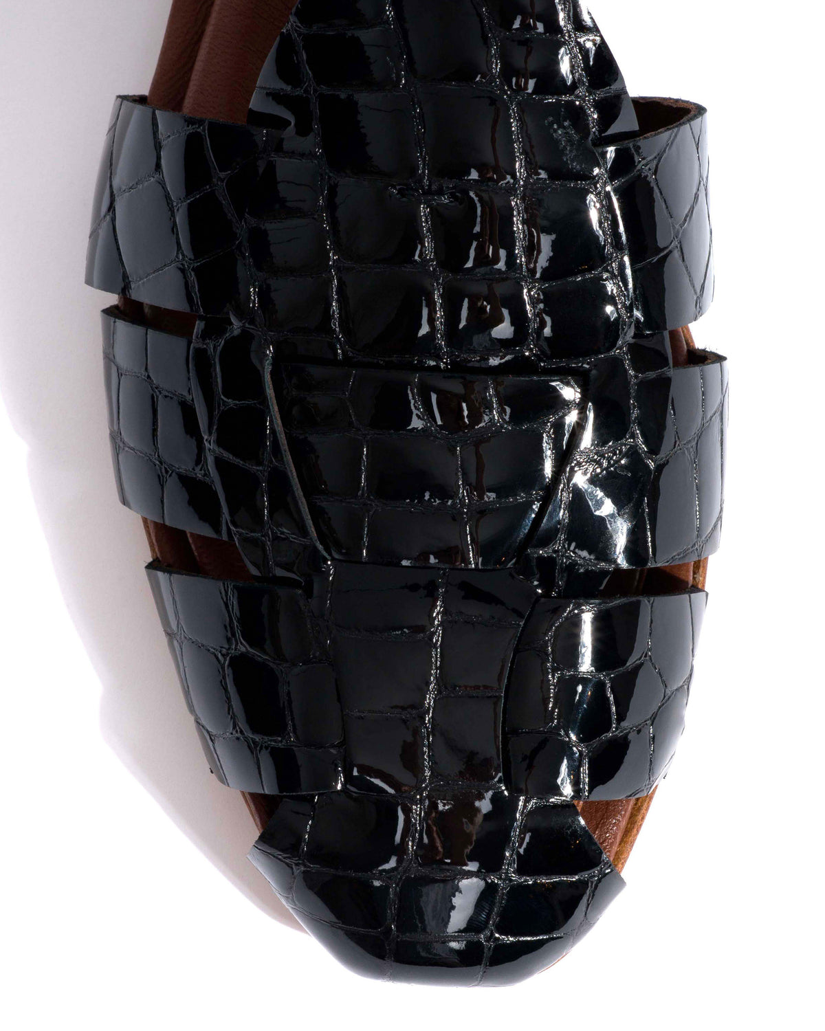 Lain flats Polished croco calf Black