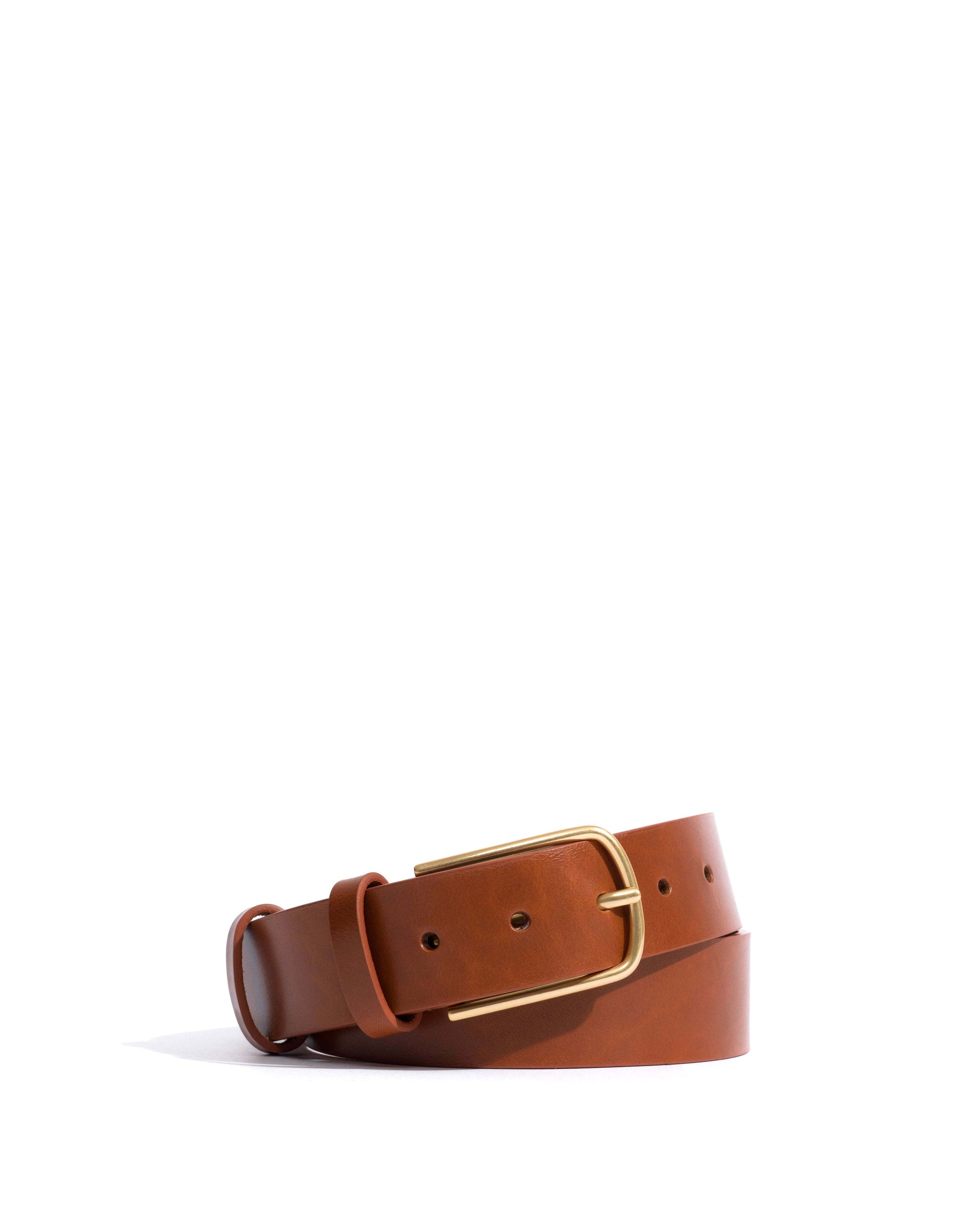 Whane simple unisex leather belt Vegetal soft calf & metal Cinnamon & gold buckle - Anonymous Copenhagen Belts