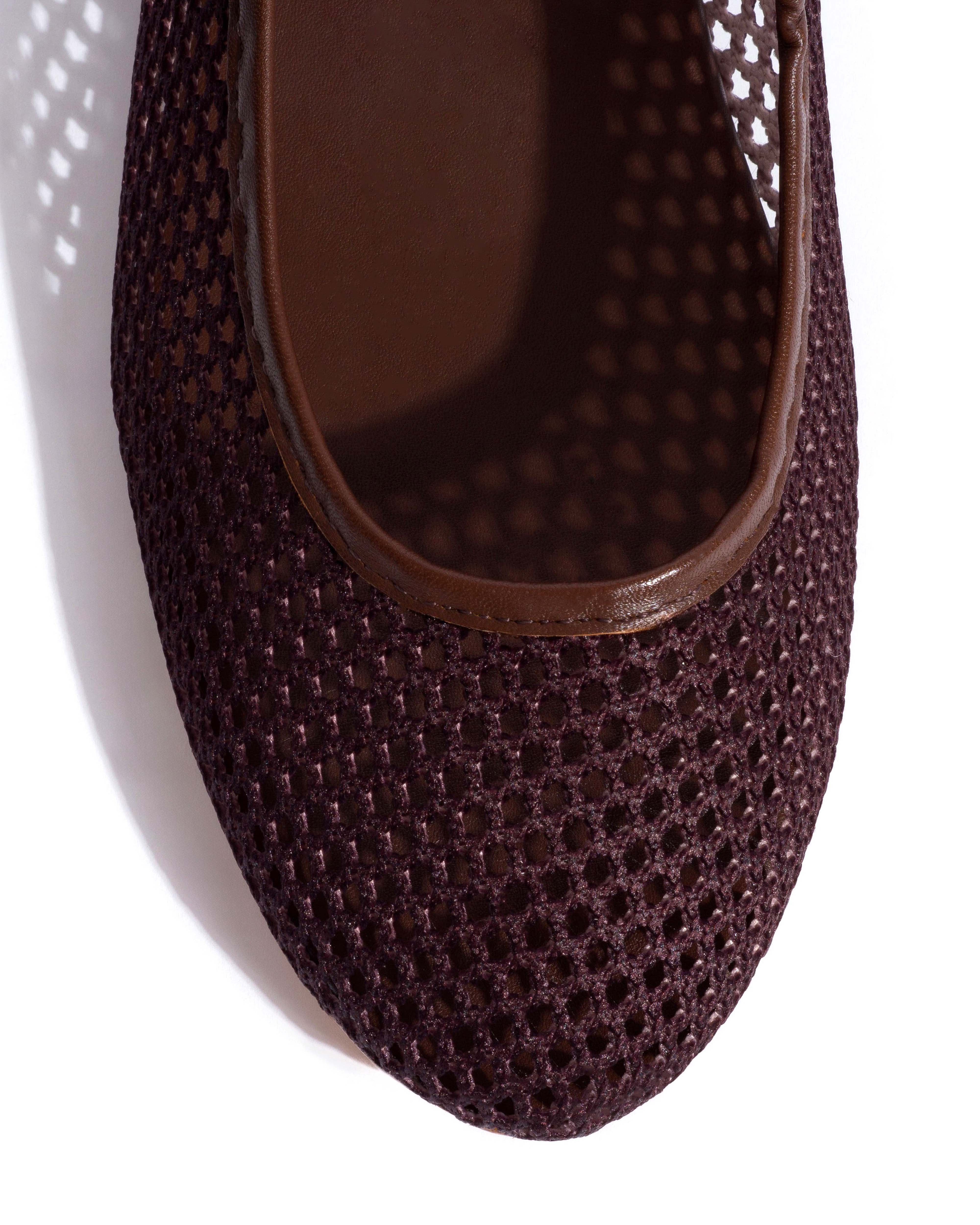 Lana netted mesh Shiny lamb & netted mesh Chocolate