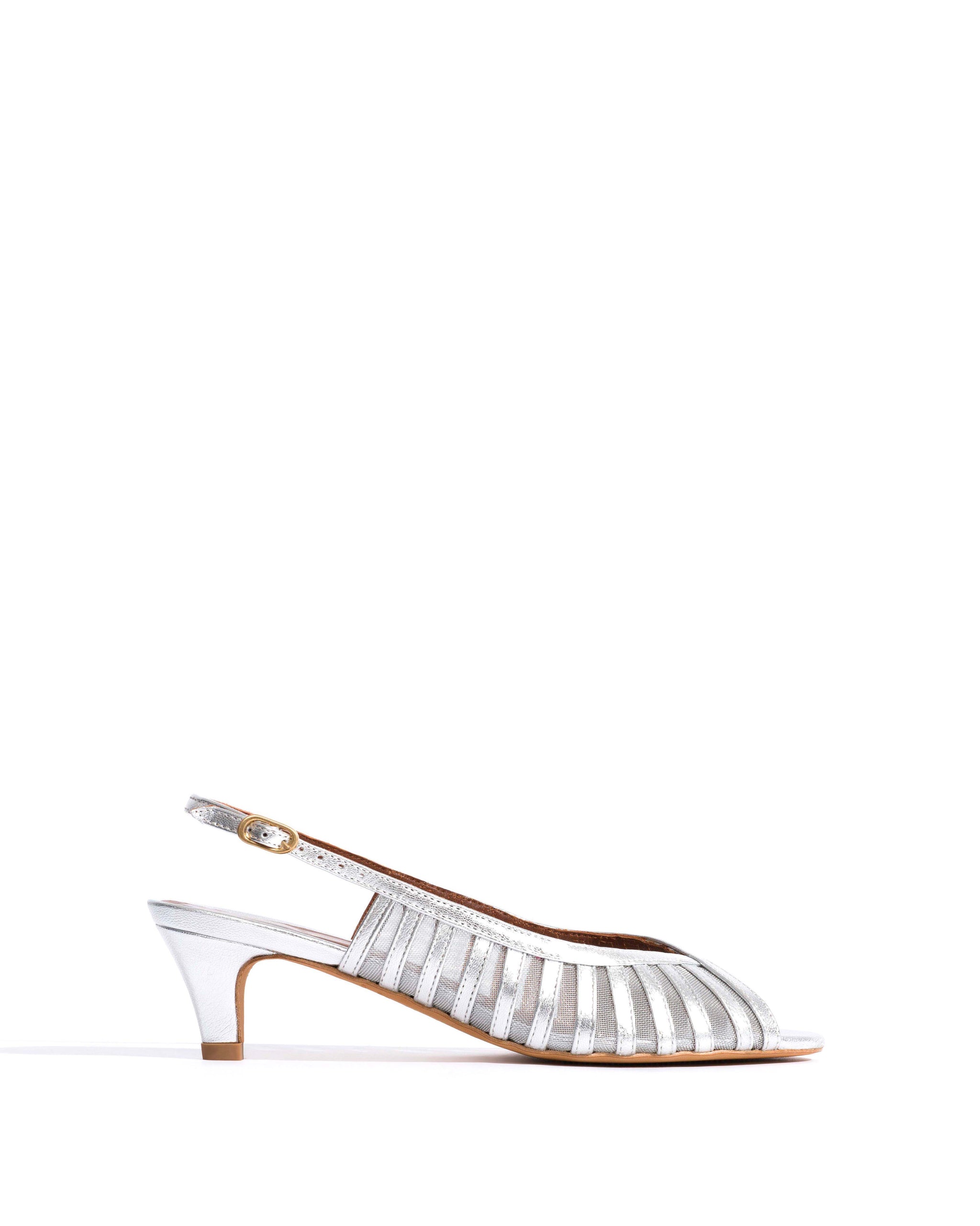 Carminho 40 mesh Metallic goat & mesh Silver - Anonymous Copenhagen Heels