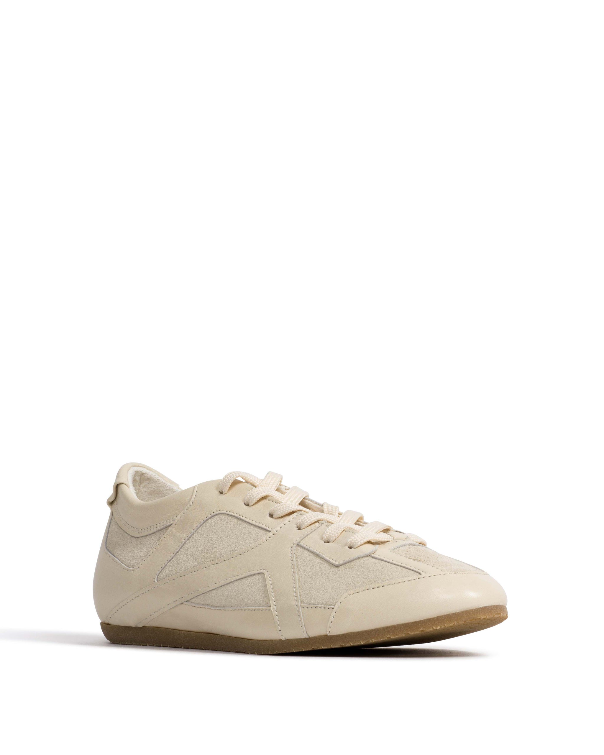Sneakerina Shiny lamb & suede leather White sand & antique white - Anonymous Copenhagen Sneakers