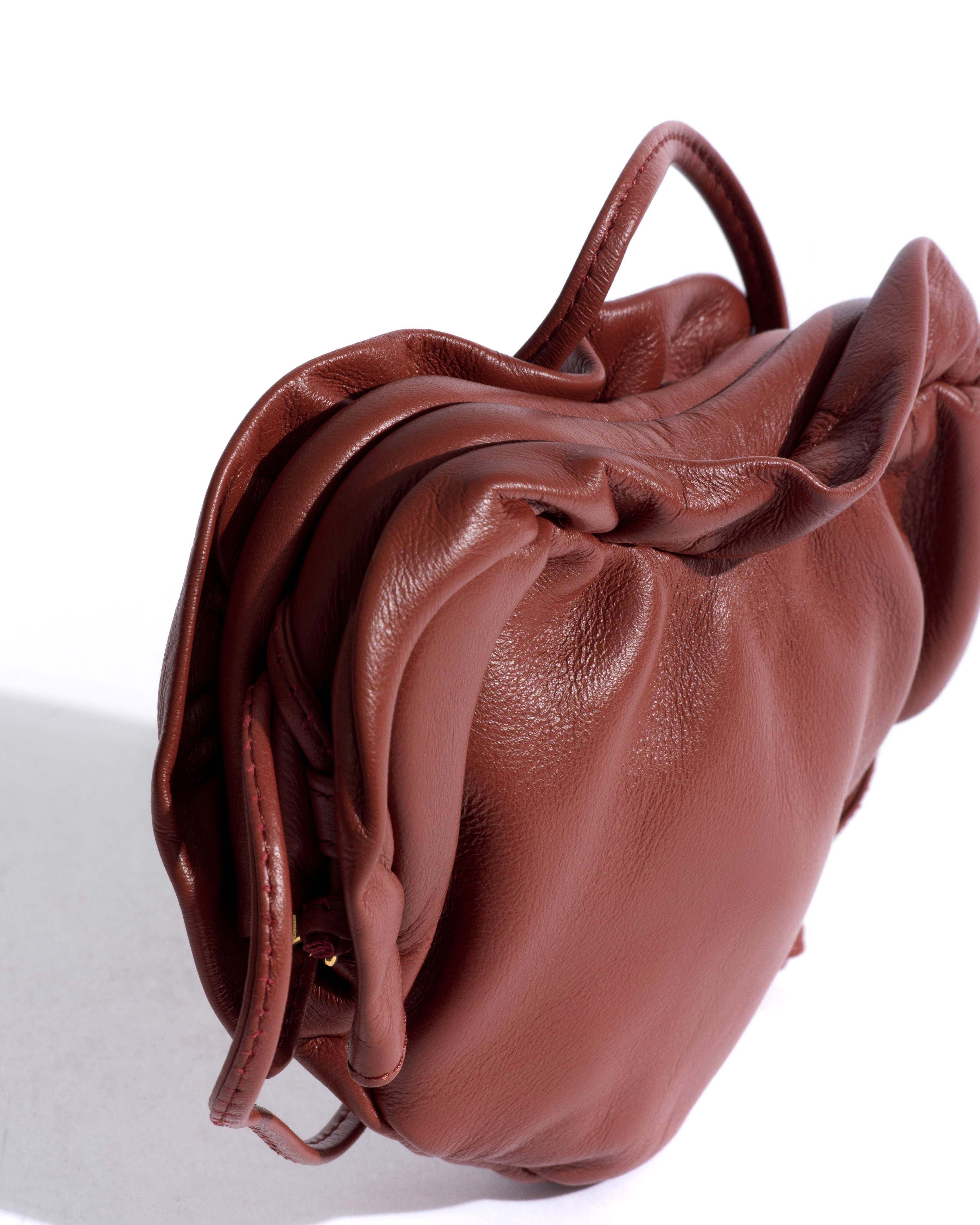 Zally petite heart bag Shiny lamb Terracotta