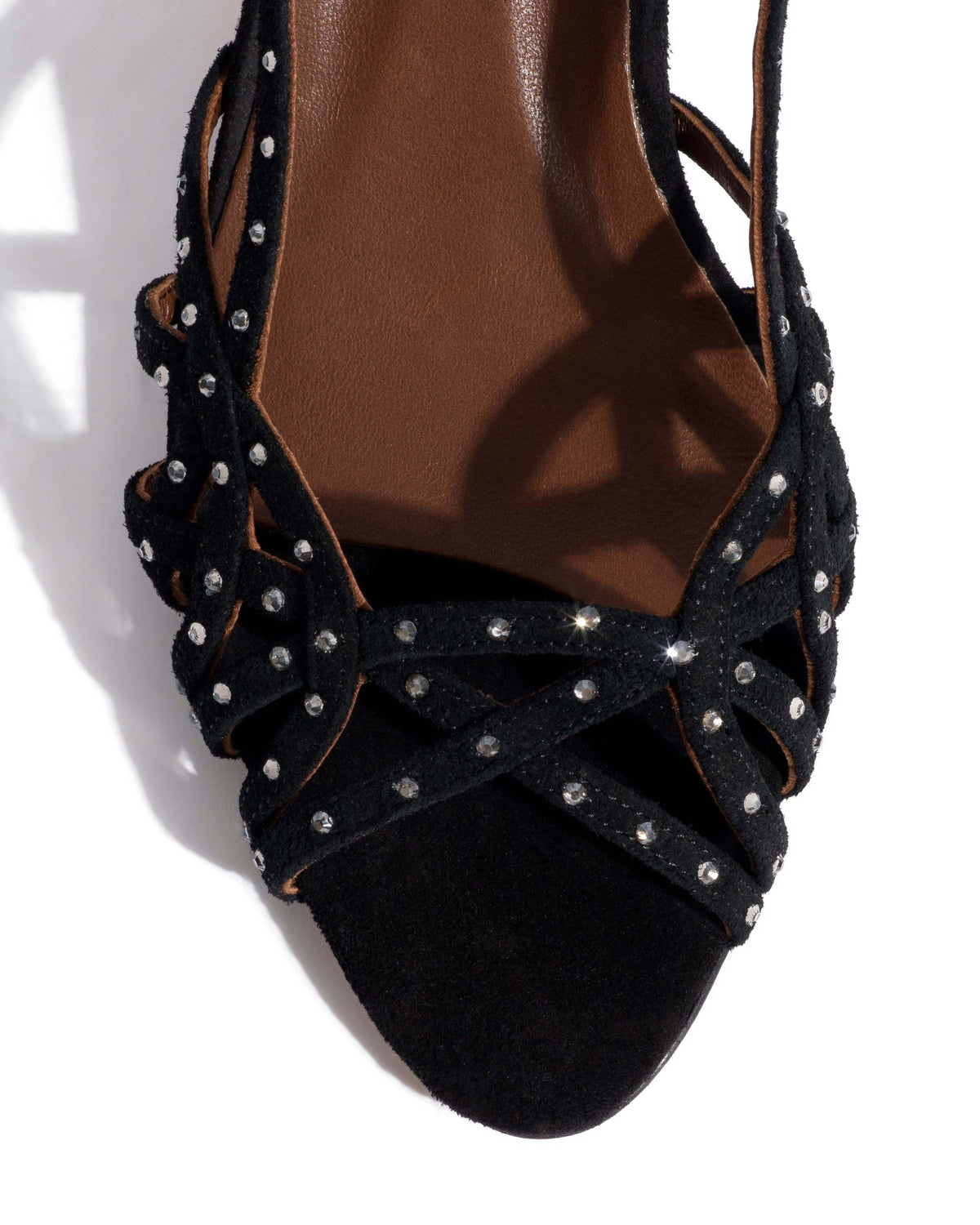 Scarlett 50 kitten crystals Calf suede Black