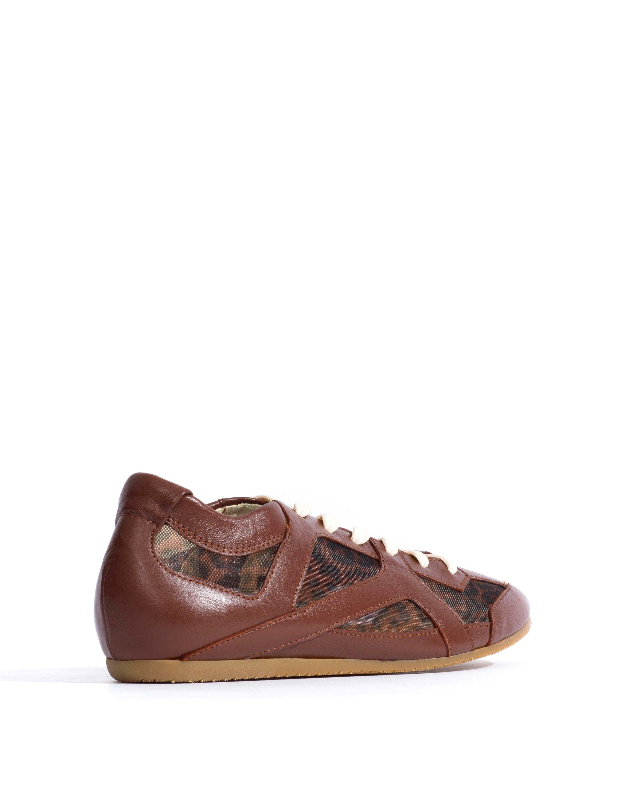 Sneakerina Shiny lamb & mesh Chocolate & leopard - Anonymous Copenhagen Sneakers