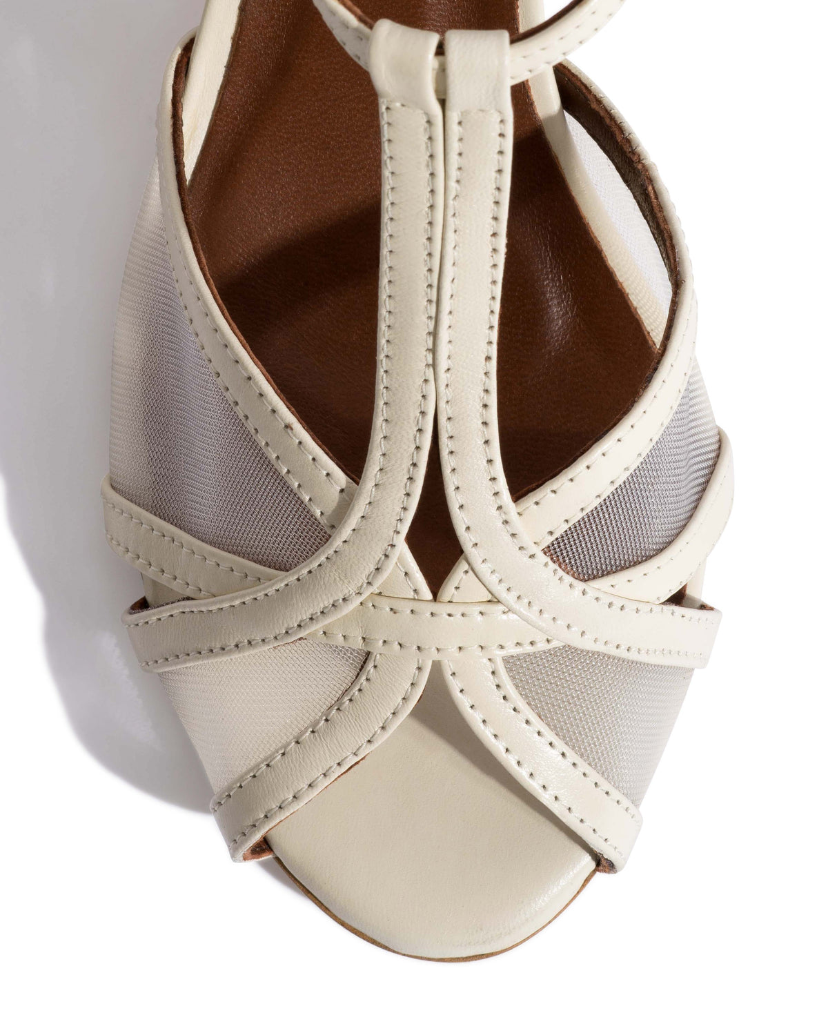 Therese 55 mesh Shiny lamb & mesh White sand