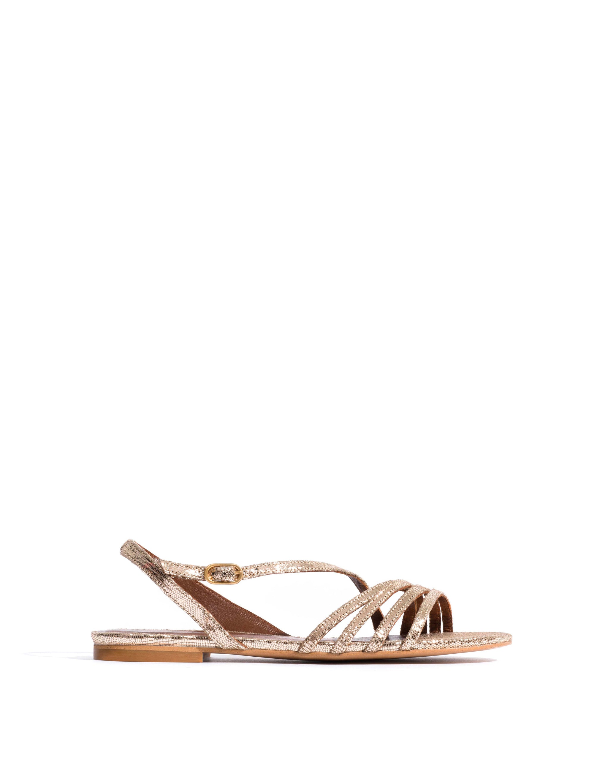 Naia 10 Lizard metallic goat Vintage champagne - Anonymous Copenhagen Flat sandals