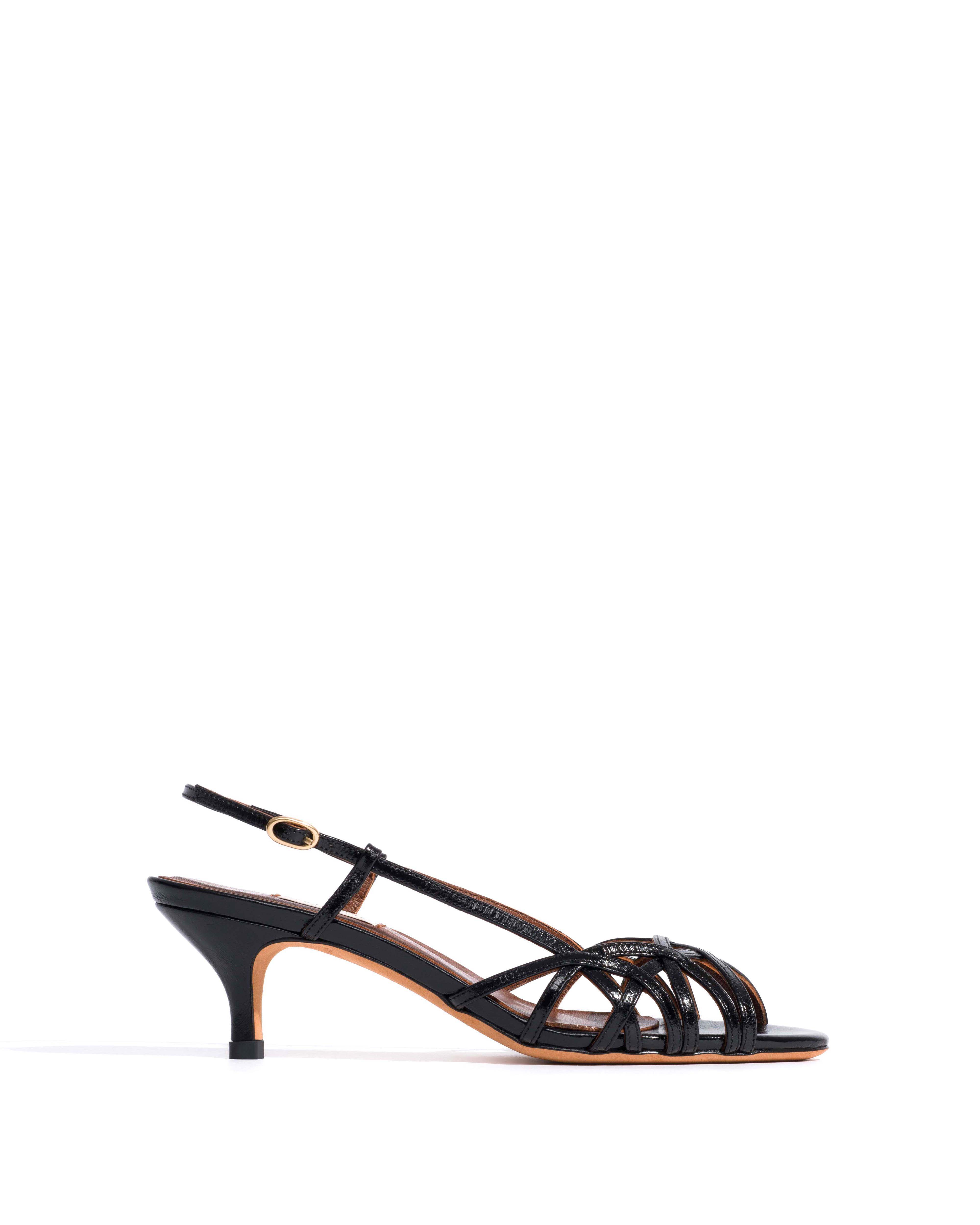Scarlett 50 kitten Crinkled polished goat Black