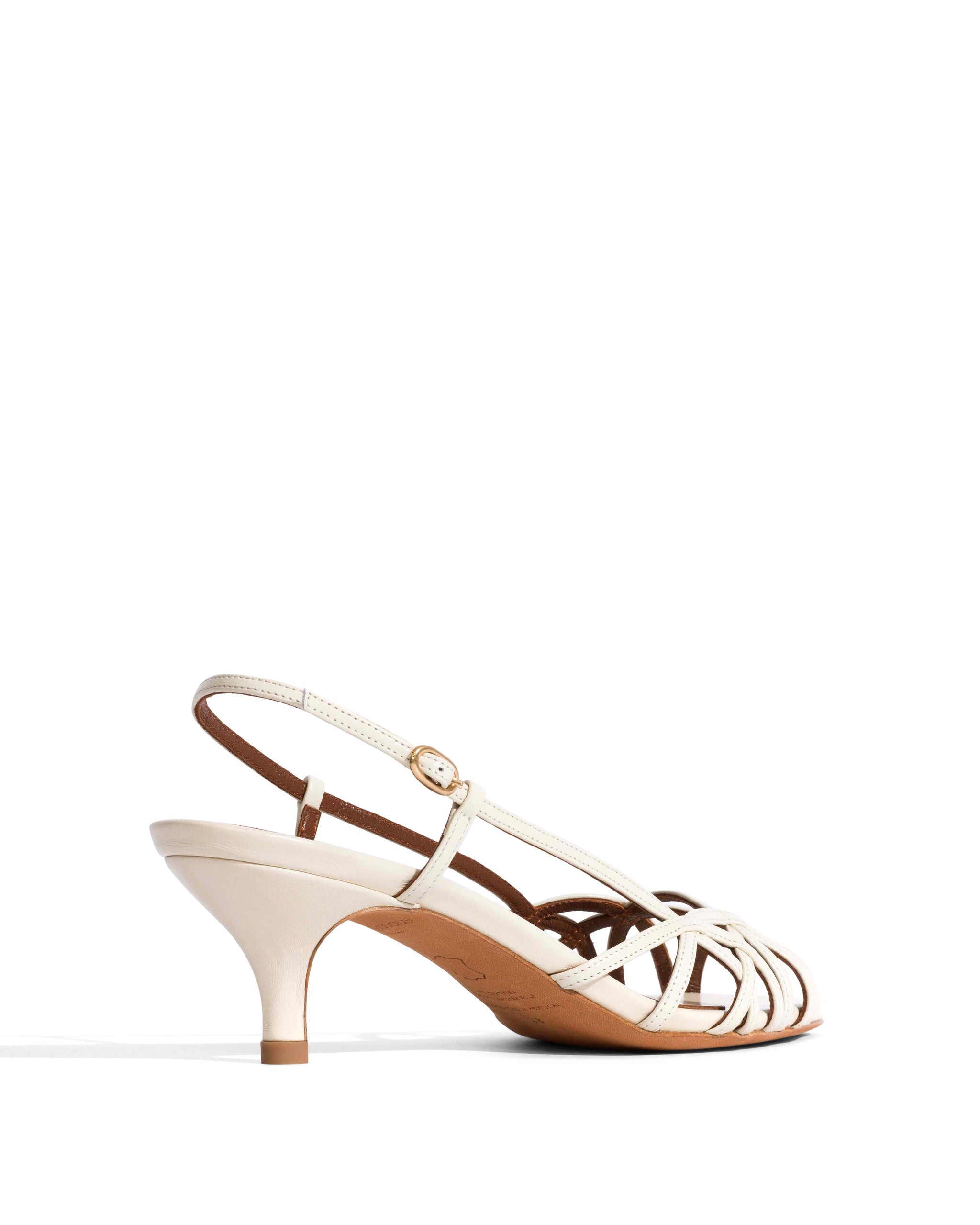 Scarlett 50 kitten Crinkled polished goat White sand - Anonymous Copenhagen Heels