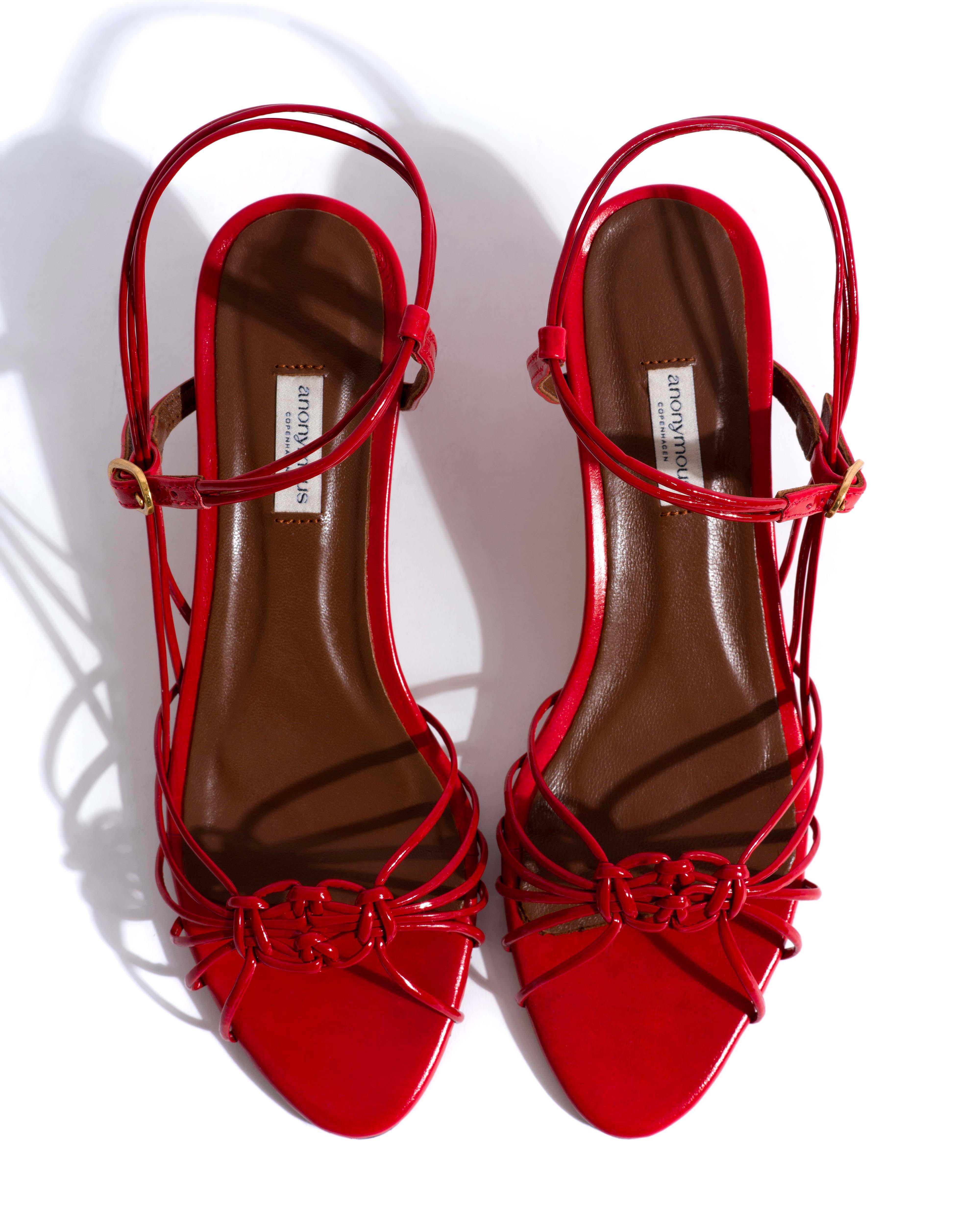 Savannah 40 hand-braided Crinkled polished goat Scarlet