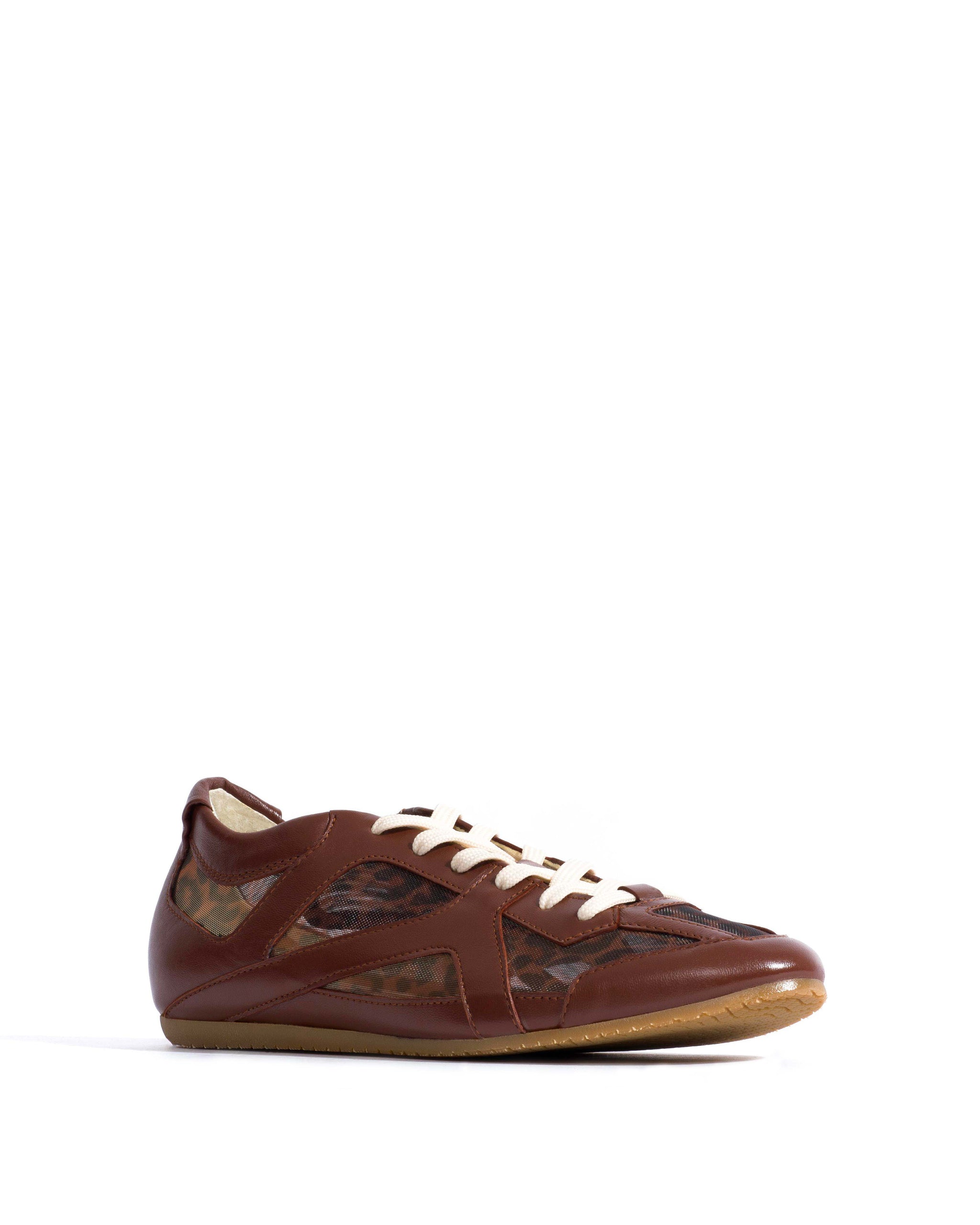 Sneakerina Shiny lamb & mesh Chocolate & leopard - Anonymous Copenhagen Sneakers