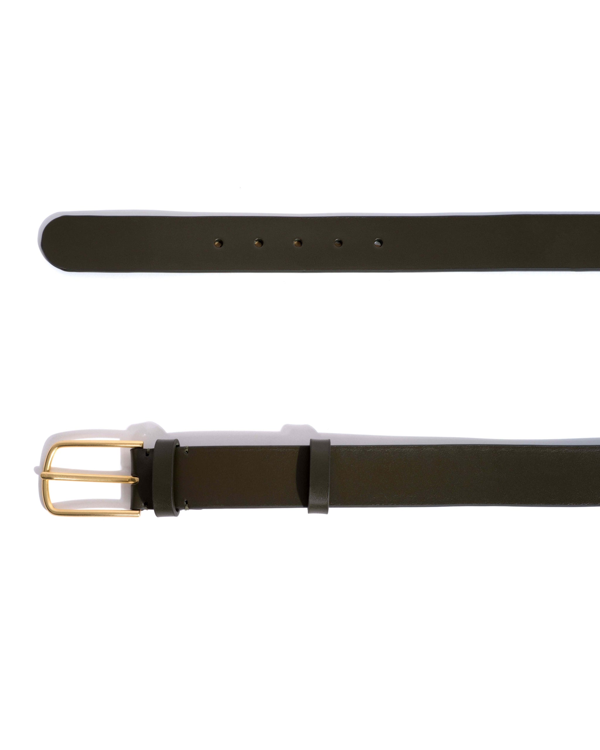 Whane simple unisex leather belt Vegetal soft calf & metal Forrest green & gold buckle - Anonymous Copenhagen Belts