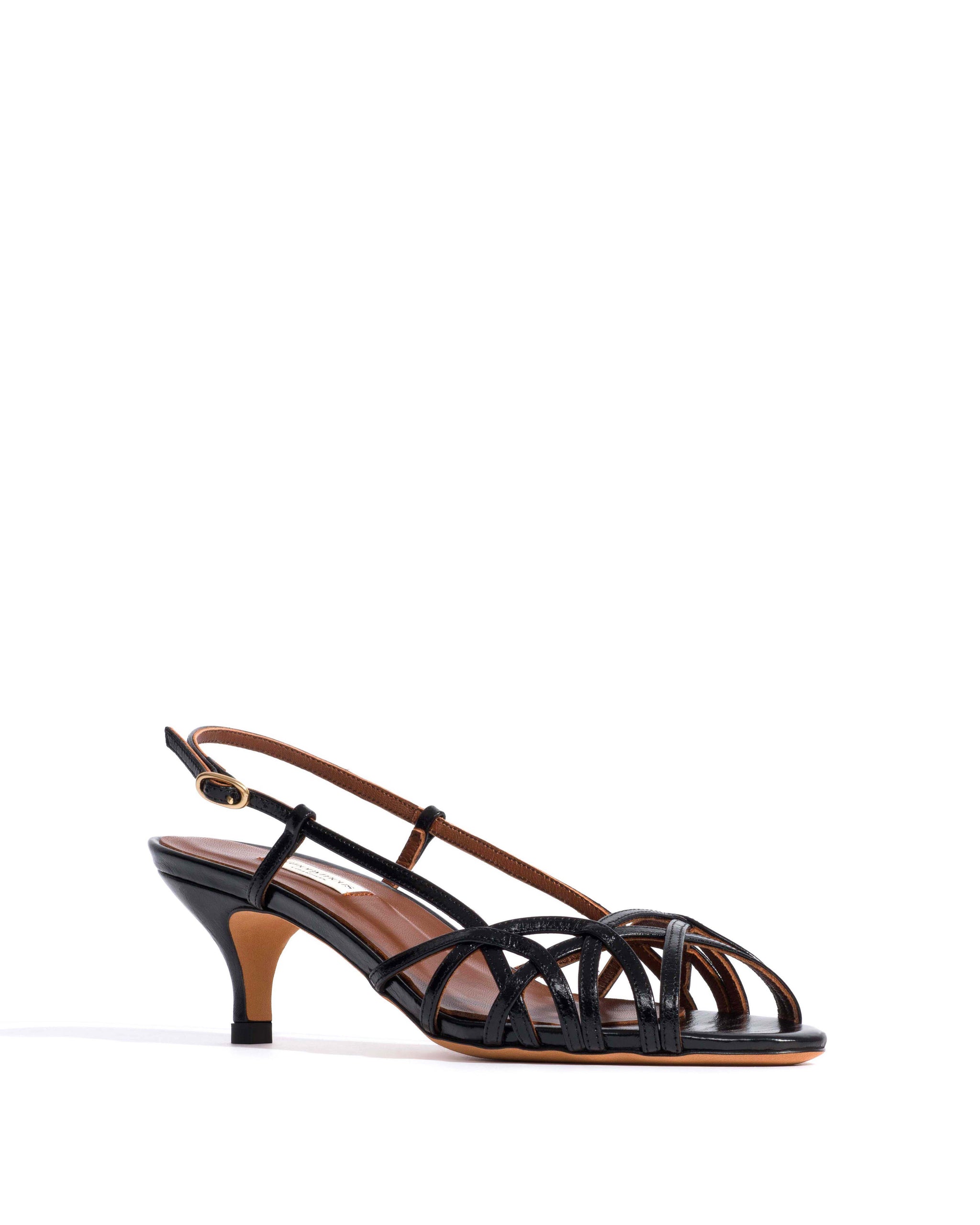 Scarlett 50 kitten Crinkled polished goat Black - Anonymous Copenhagen Heels