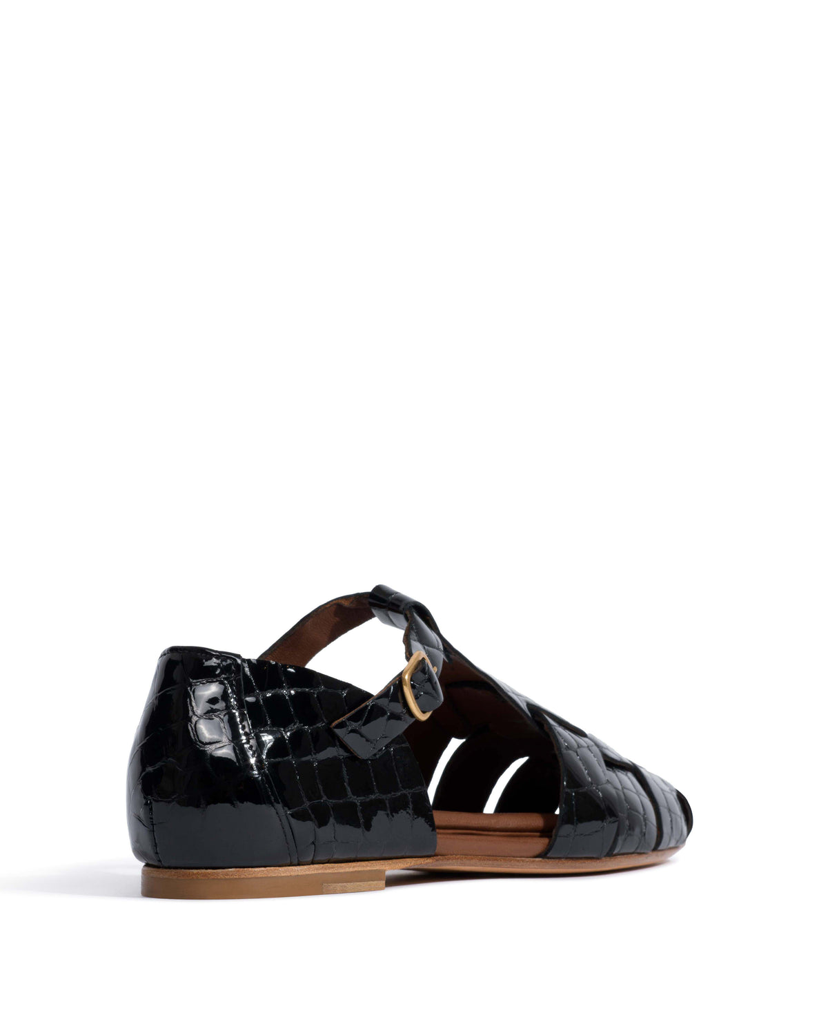 Lain flats Polished croco calf Black